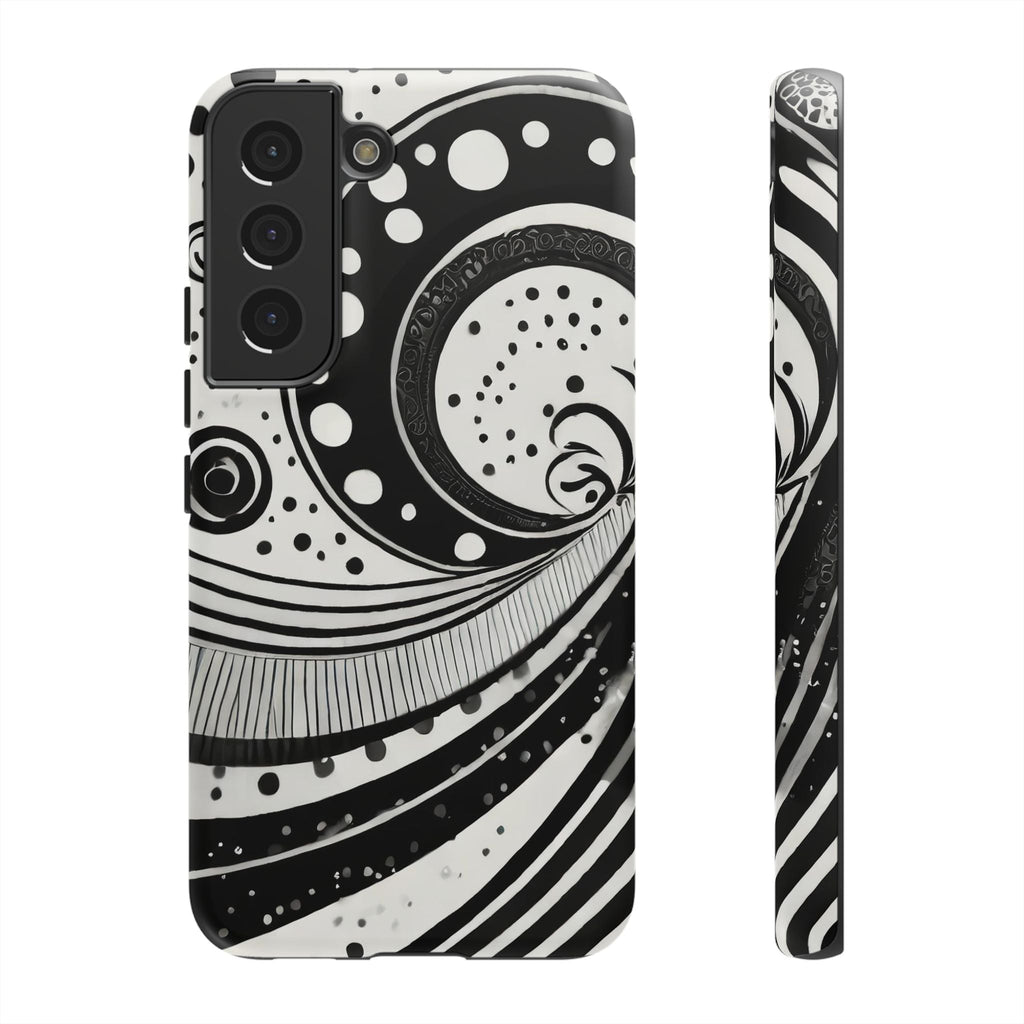Artistic Black & White Swirl Tough Phone Case