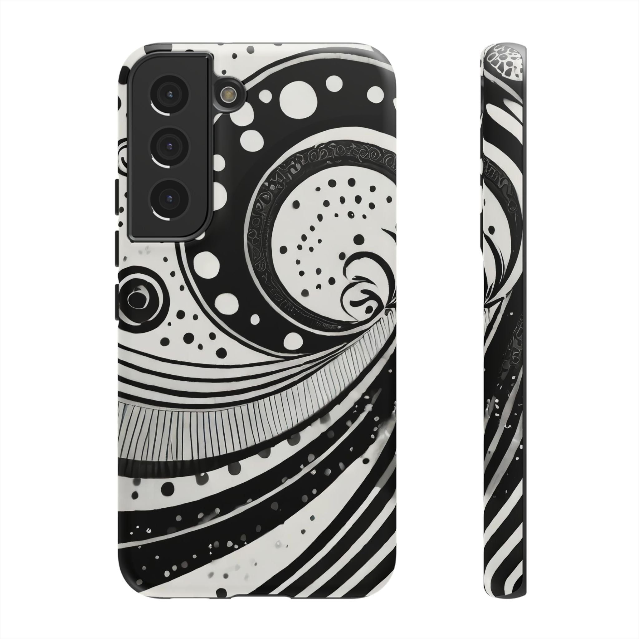 Artistic Black & White Swirl Tough Phone Case