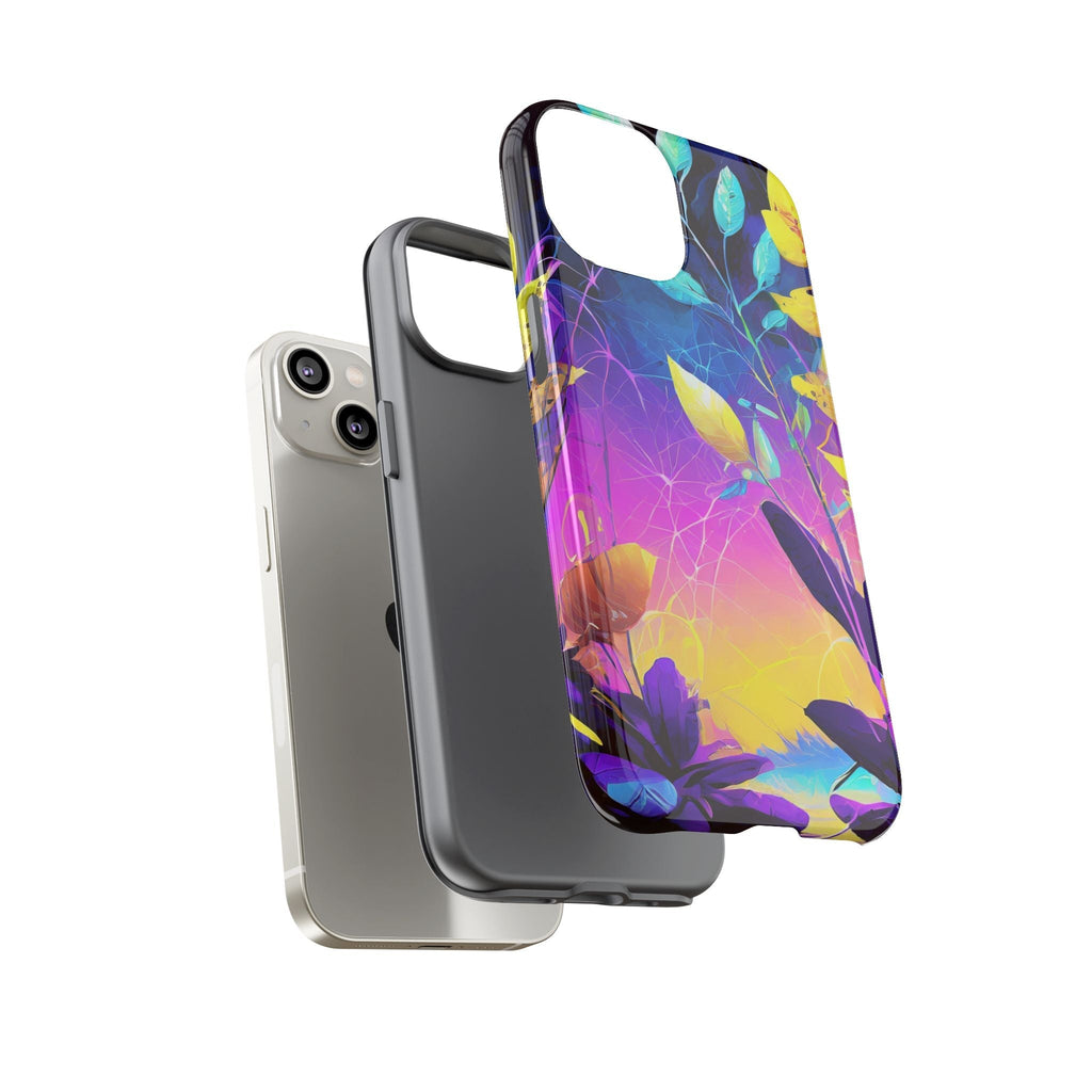 Artistic Vibrant Neon Floral Leaf Tough Phone Case