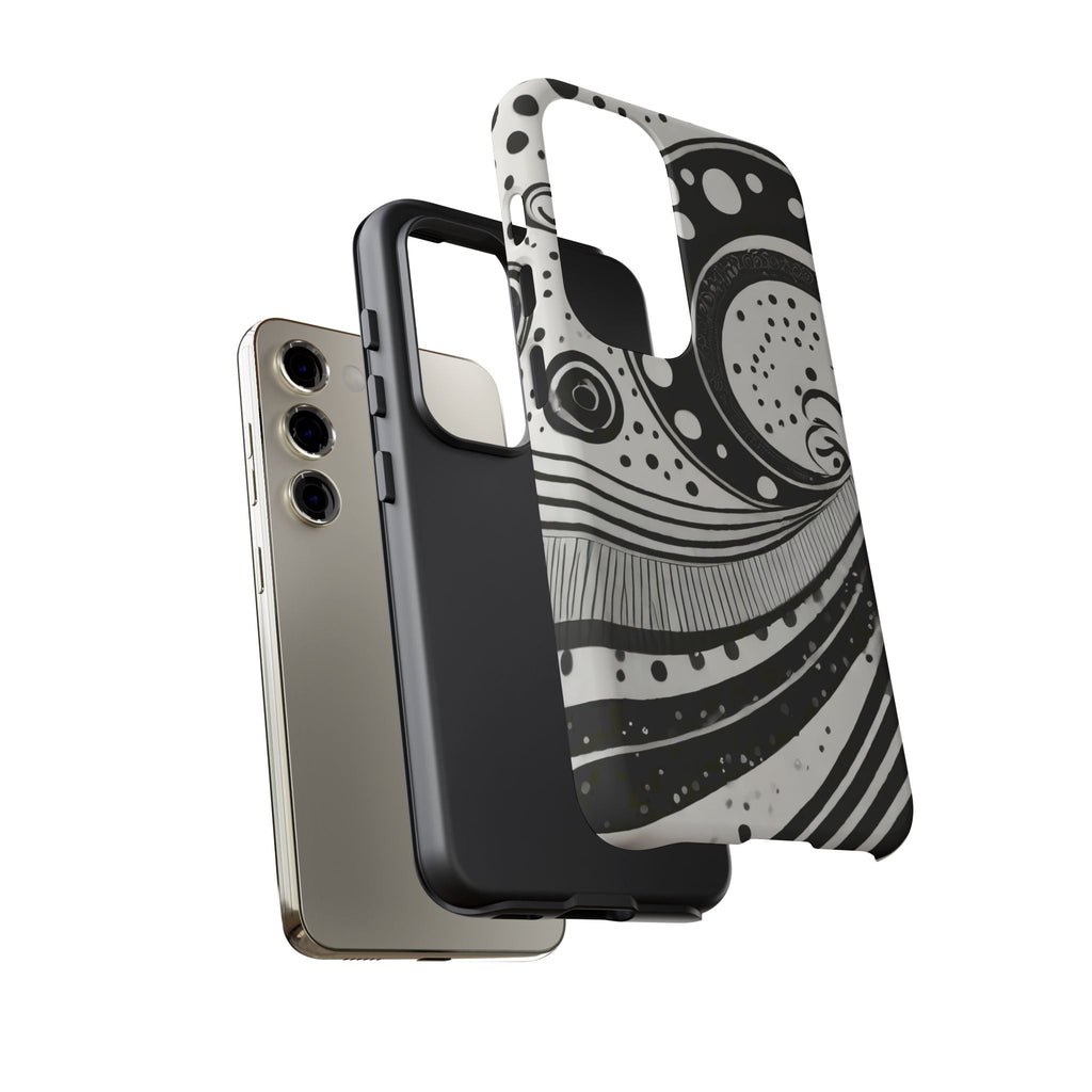 Artistic Black & White Swirl Tough Phone Case