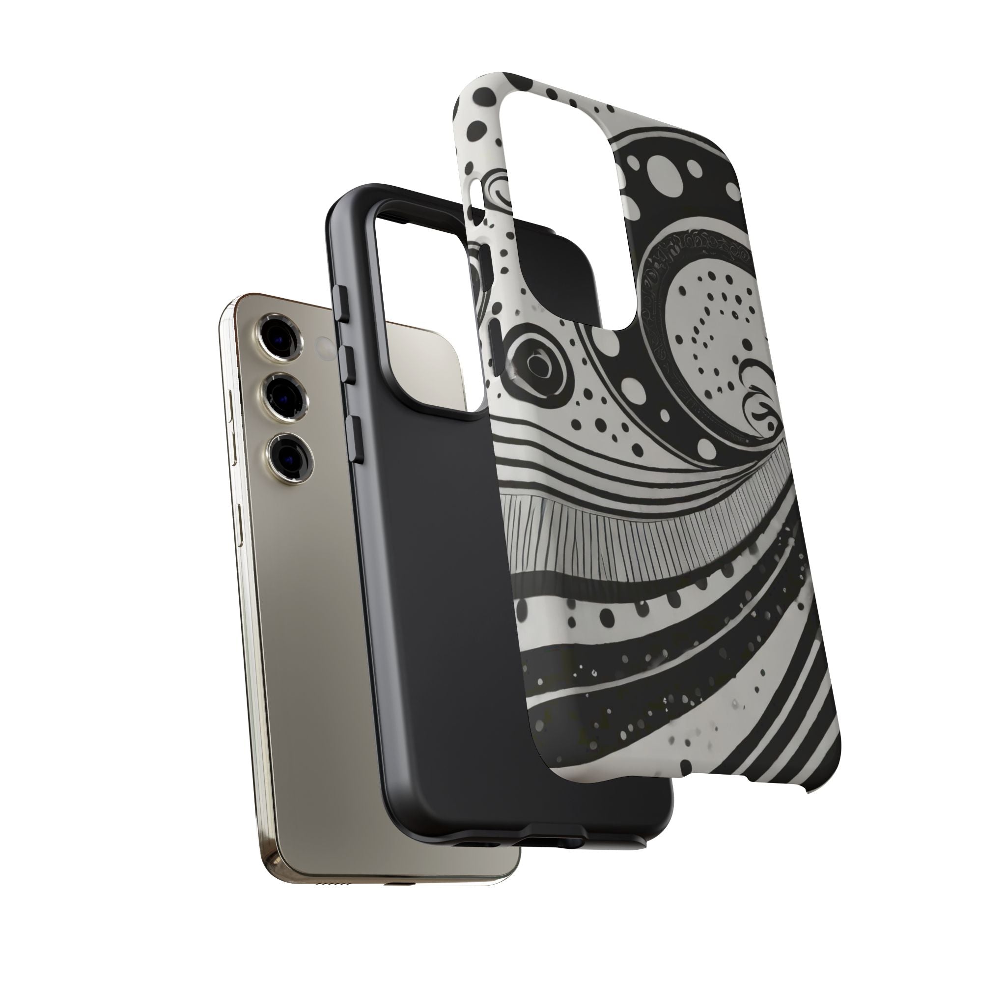 Artistic Black & White Swirl Tough Phone Case