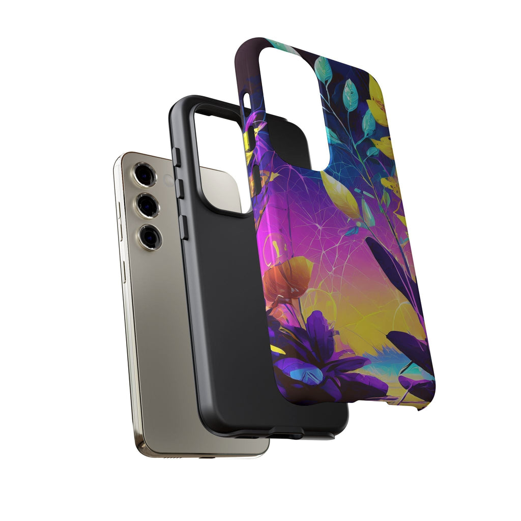 Artistic Vibrant Neon Floral Leaf Tough Phone Case