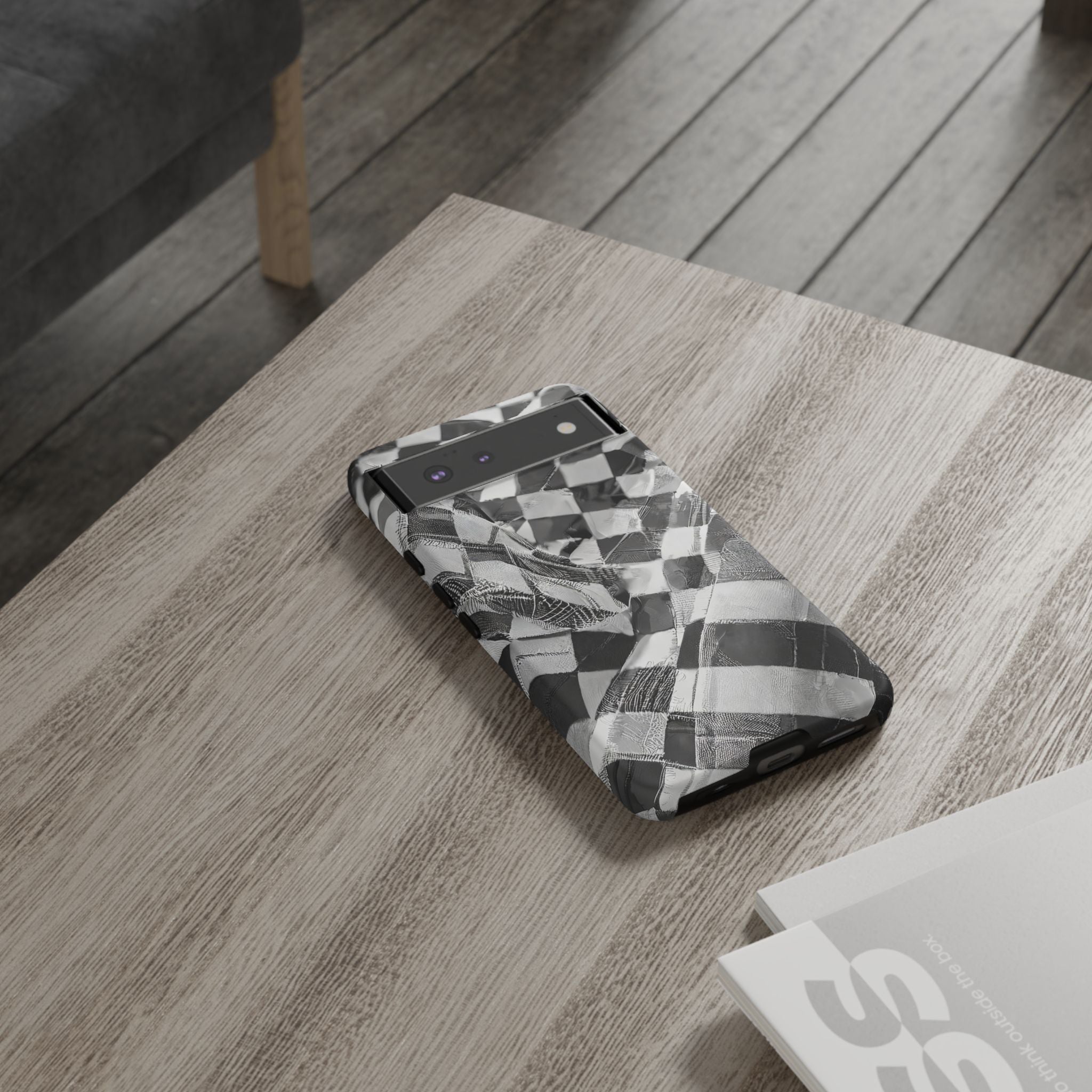 Abstract Checker Print Tough Phone Case