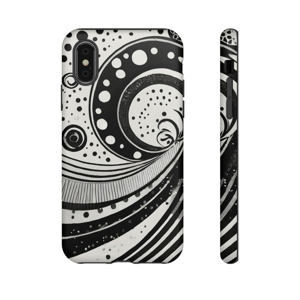 Artistic Black & White Swirl Tough Phone Case