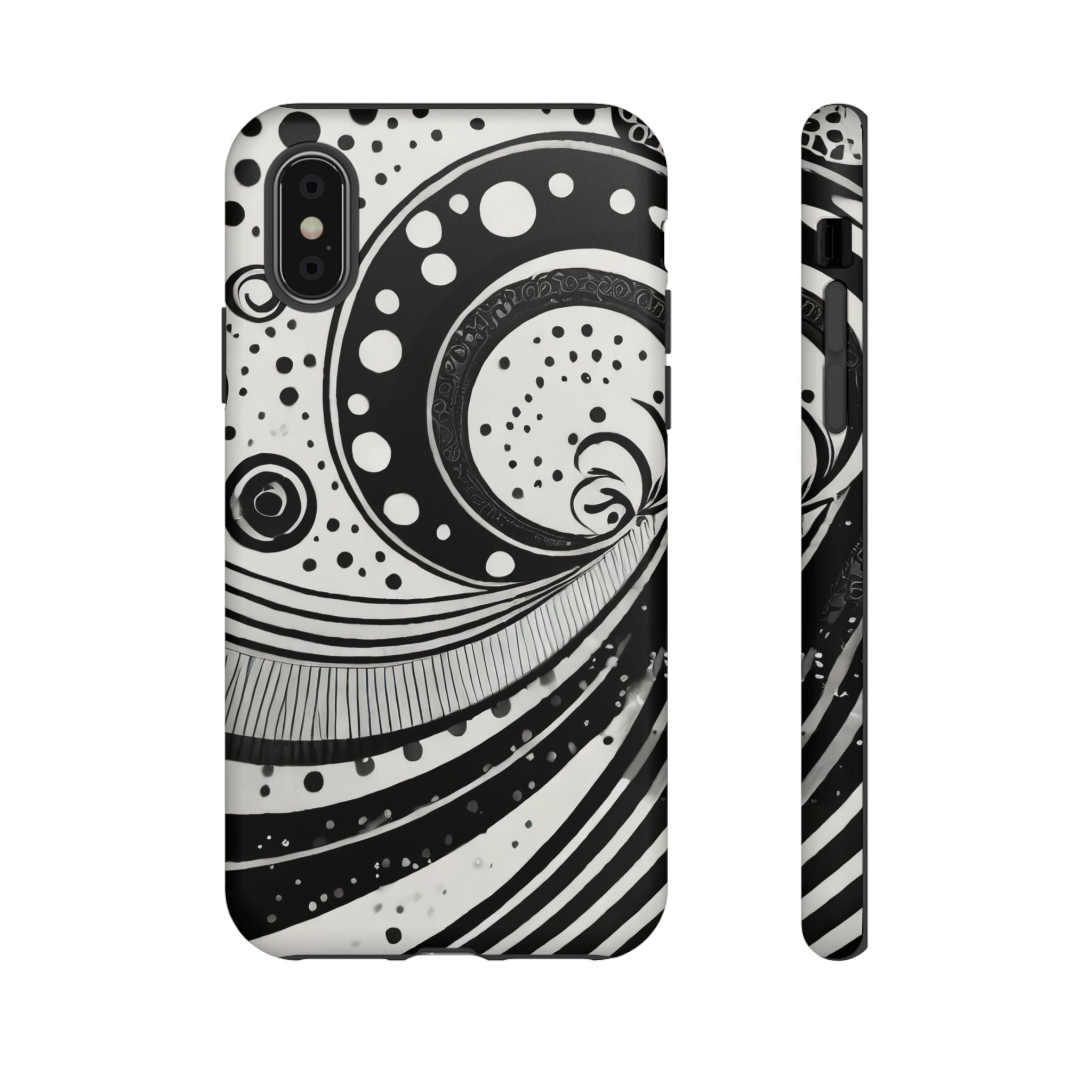 Artistic Black & White Swirl Tough Phone Case