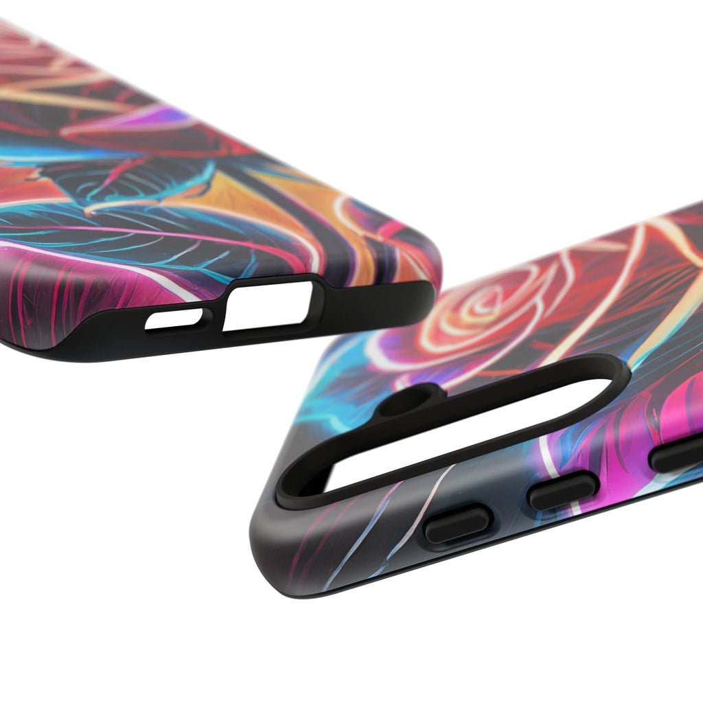 Artistic Neon Rose Tough Phone Case