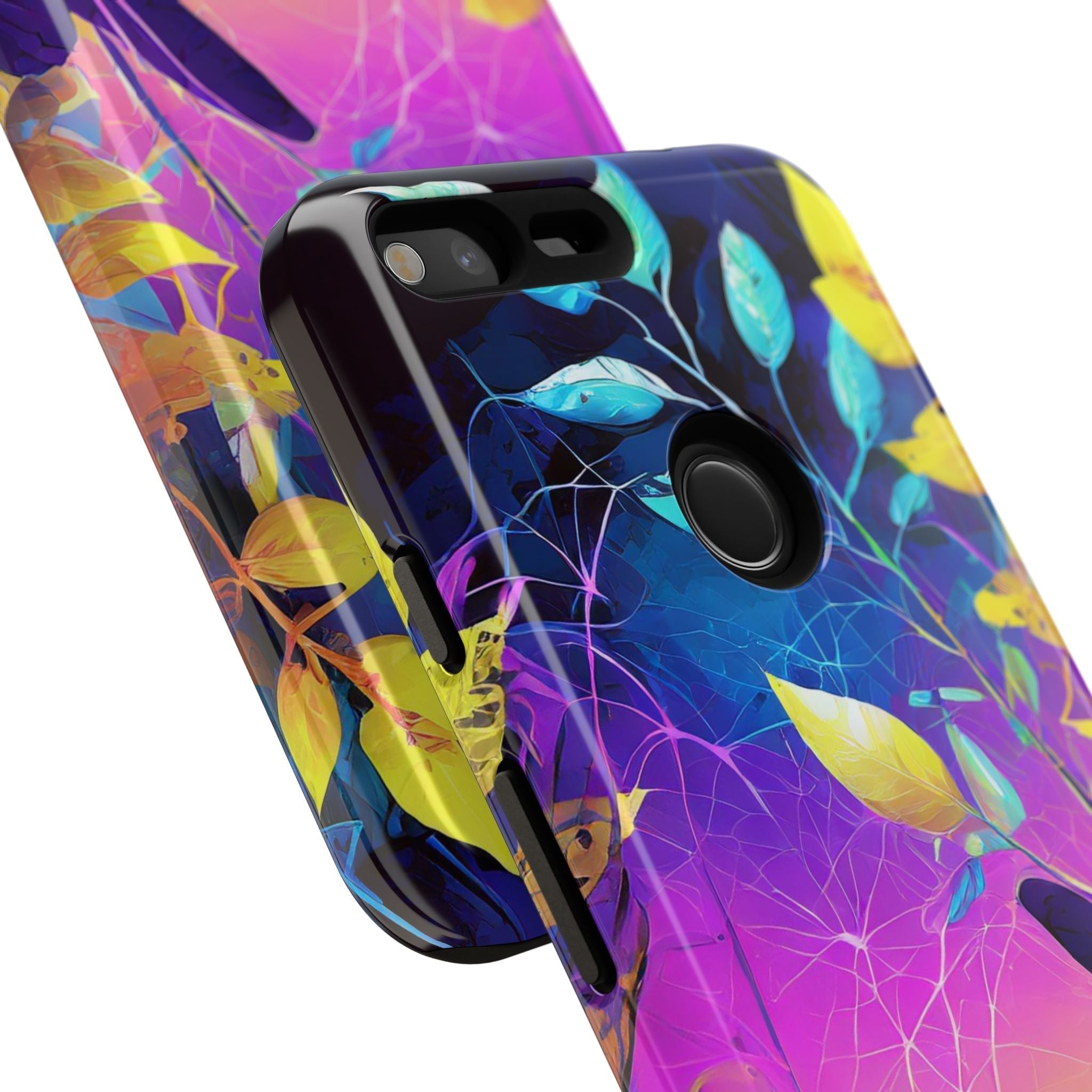 Artistic Vibrant Neon Floral Leaf Tough Phone Case