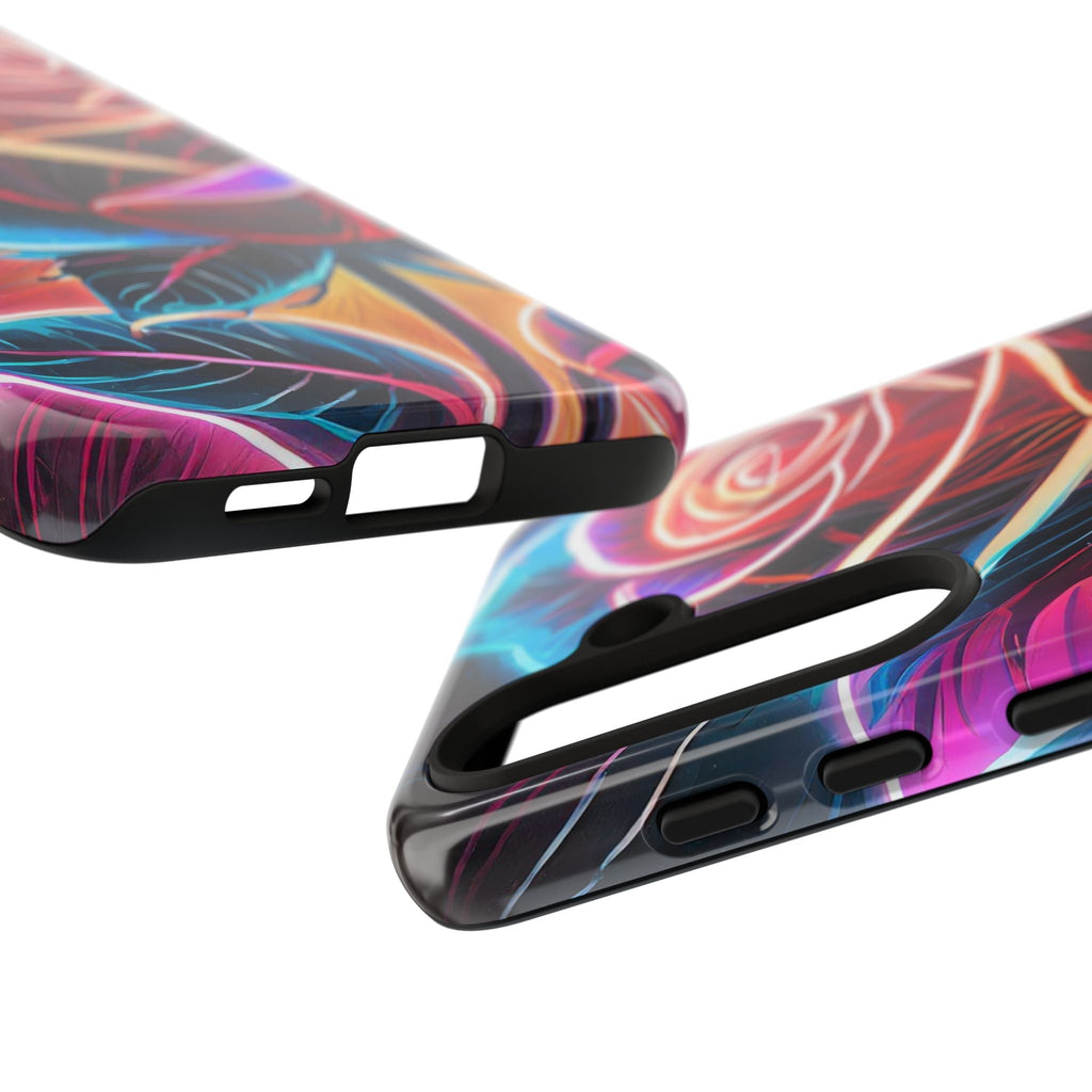 Artistic Neon Rose Tough Phone Case
