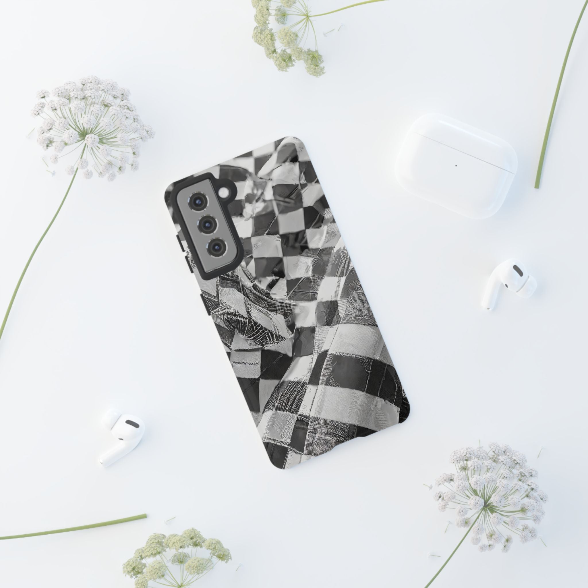 Abstract Checker Print Tough Phone Case