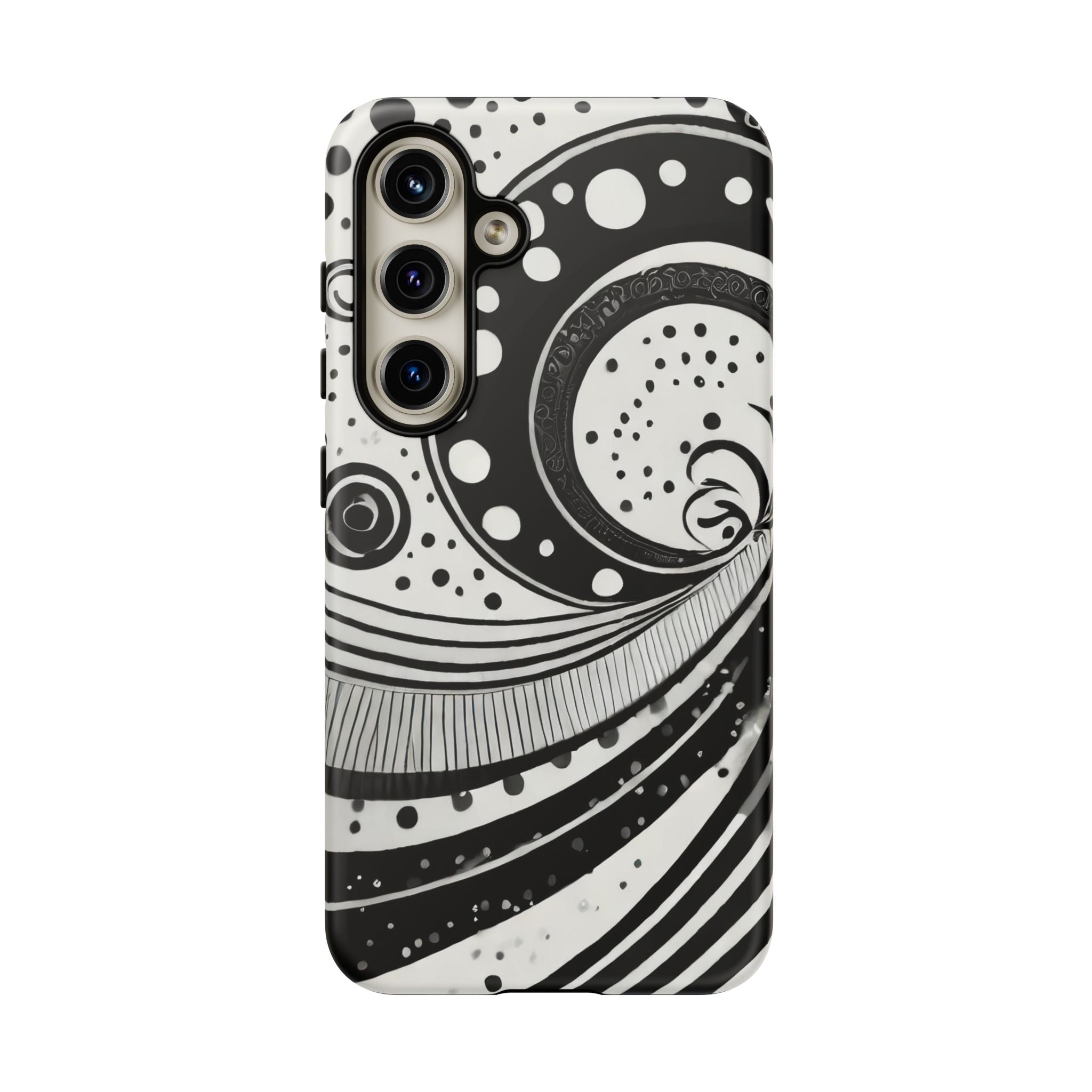 Artistic Black & White Swirl Tough Phone Case