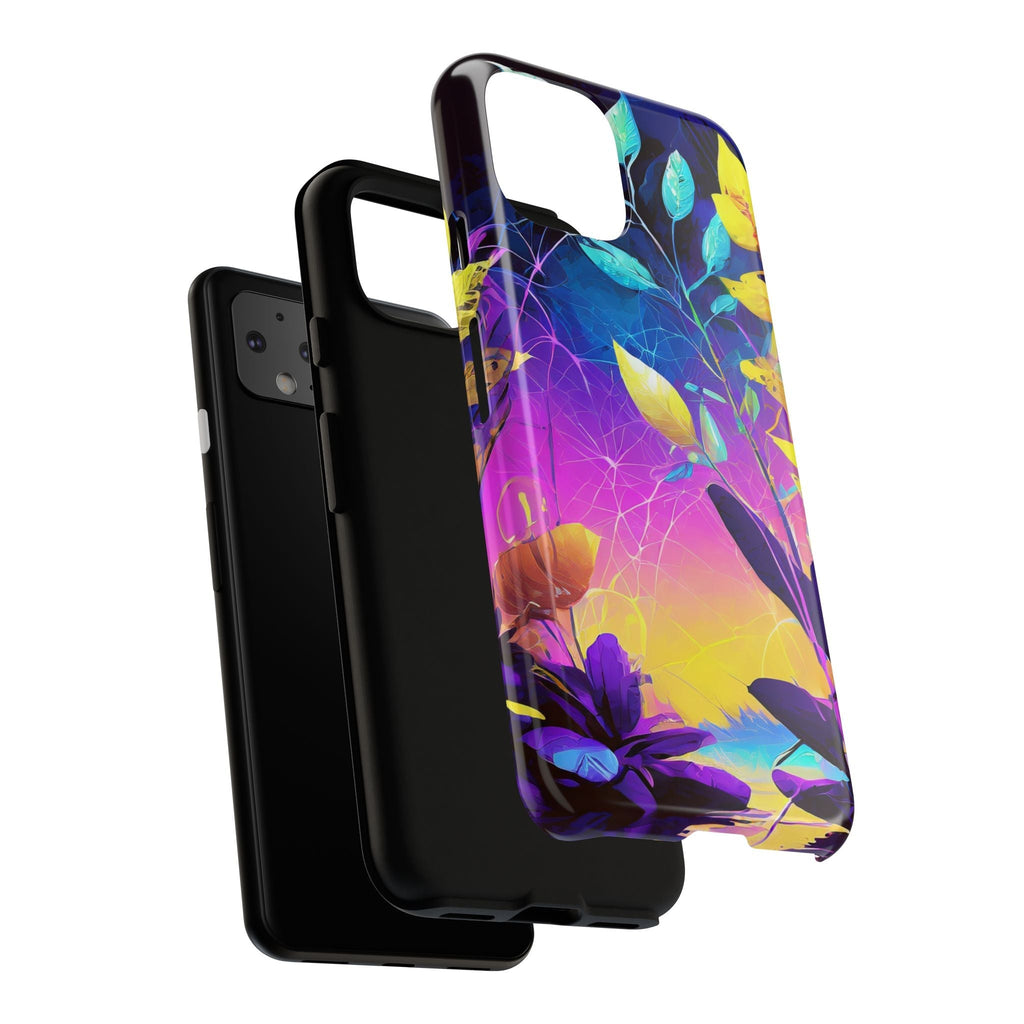 Artistic Vibrant Neon Floral Leaf Tough Phone Case