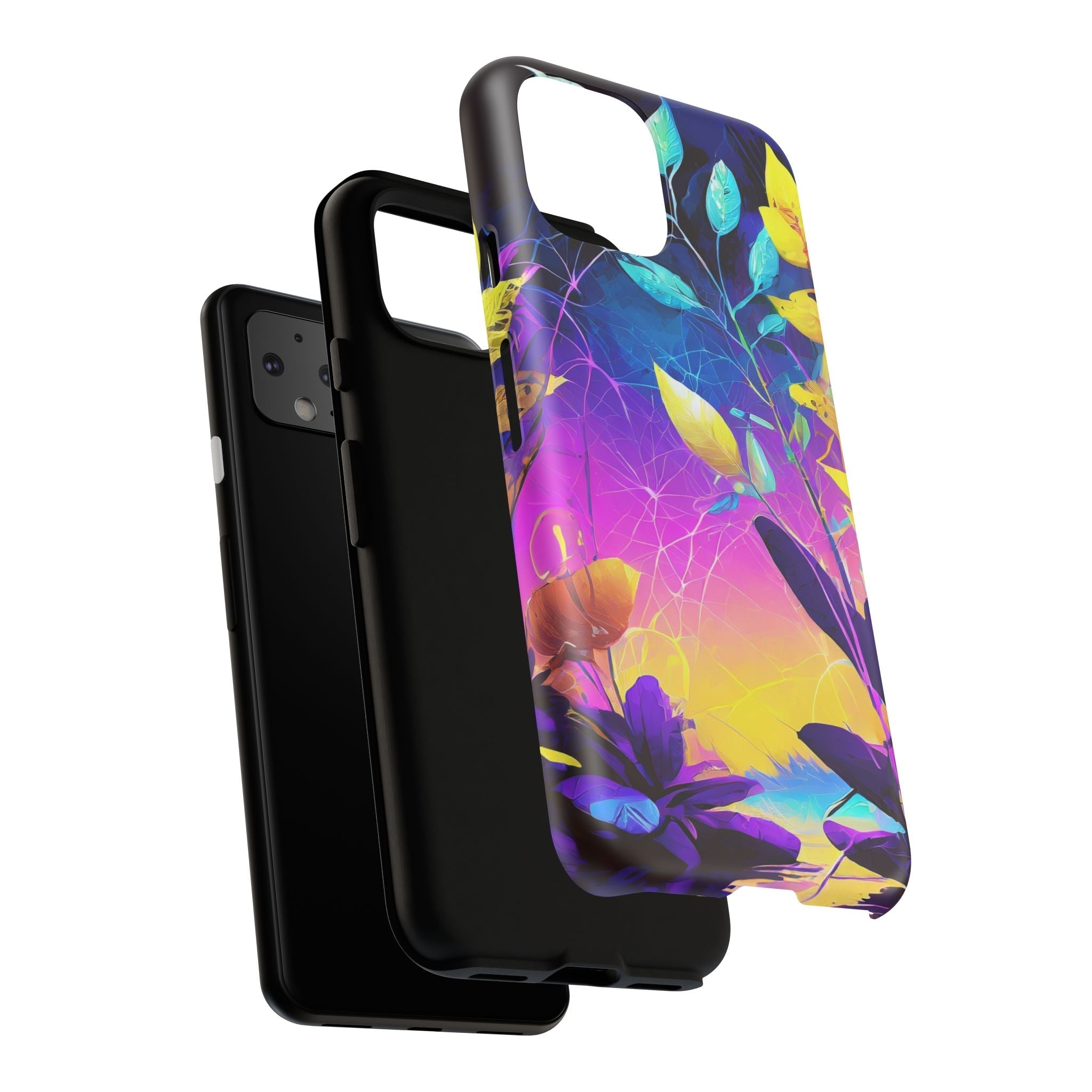 Artistic Vibrant Neon Floral Leaf Tough Phone Case