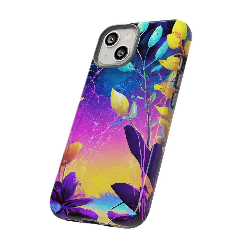 Artistic Vibrant Neon Floral Leaf Tough Phone Case