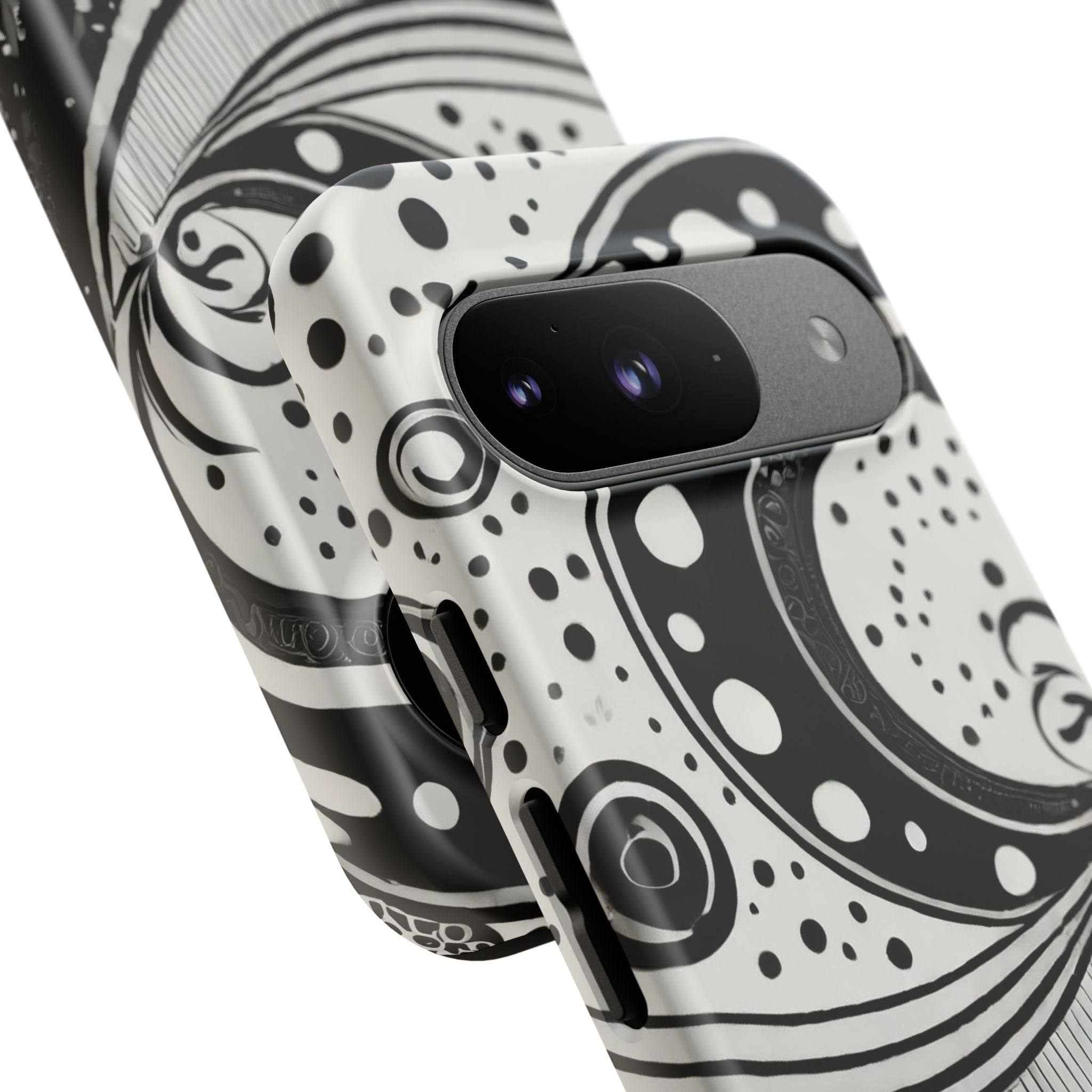 Artistic Black & White Swirl Tough Phone Case