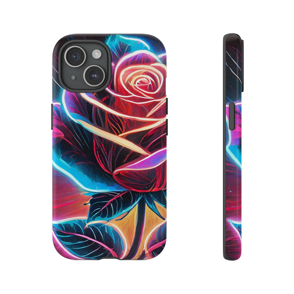Artistic Neon Rose Tough Phone Case