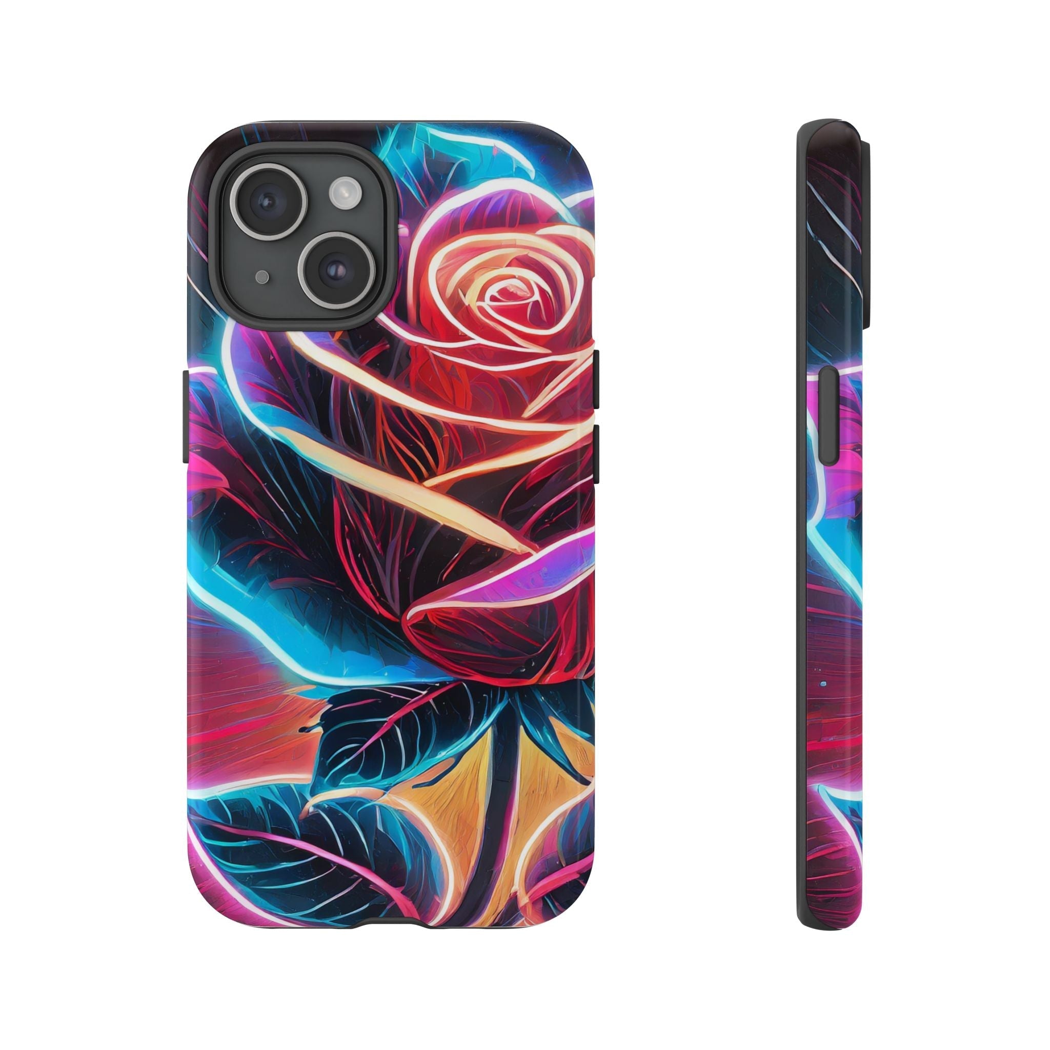 Artistic Neon Rose Tough Phone Case