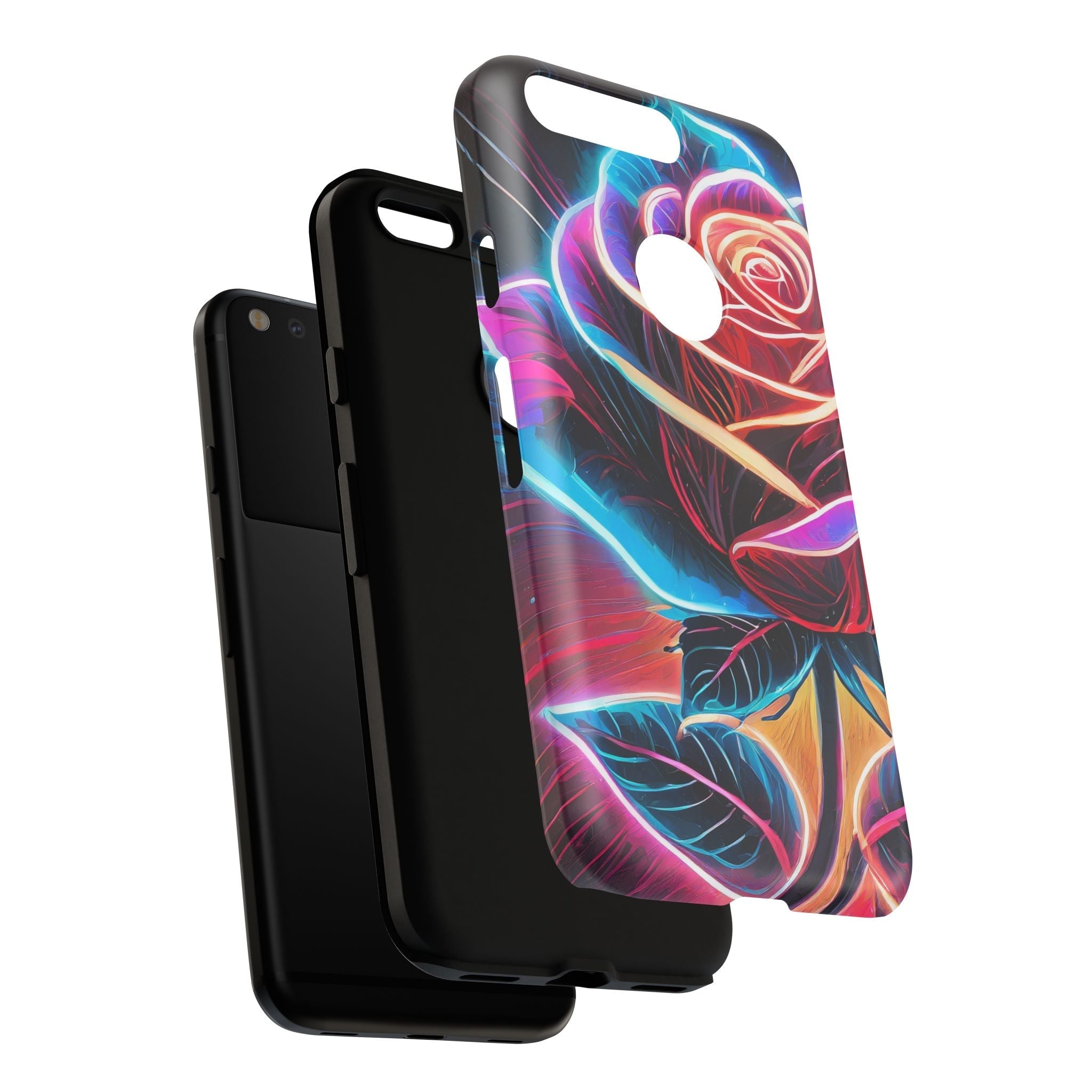 Artistic Neon Rose Tough Phone Case