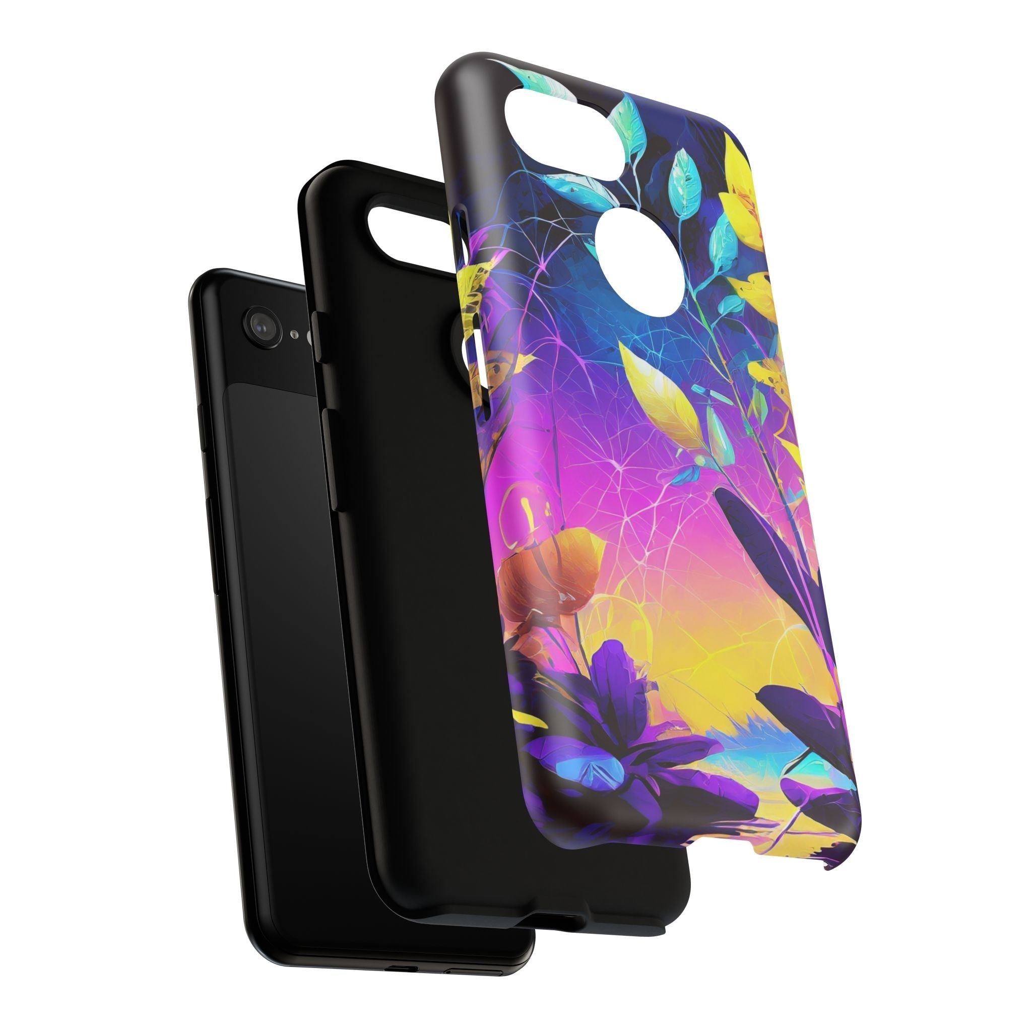 Artistic Vibrant Neon Floral Leaf Tough Phone Case