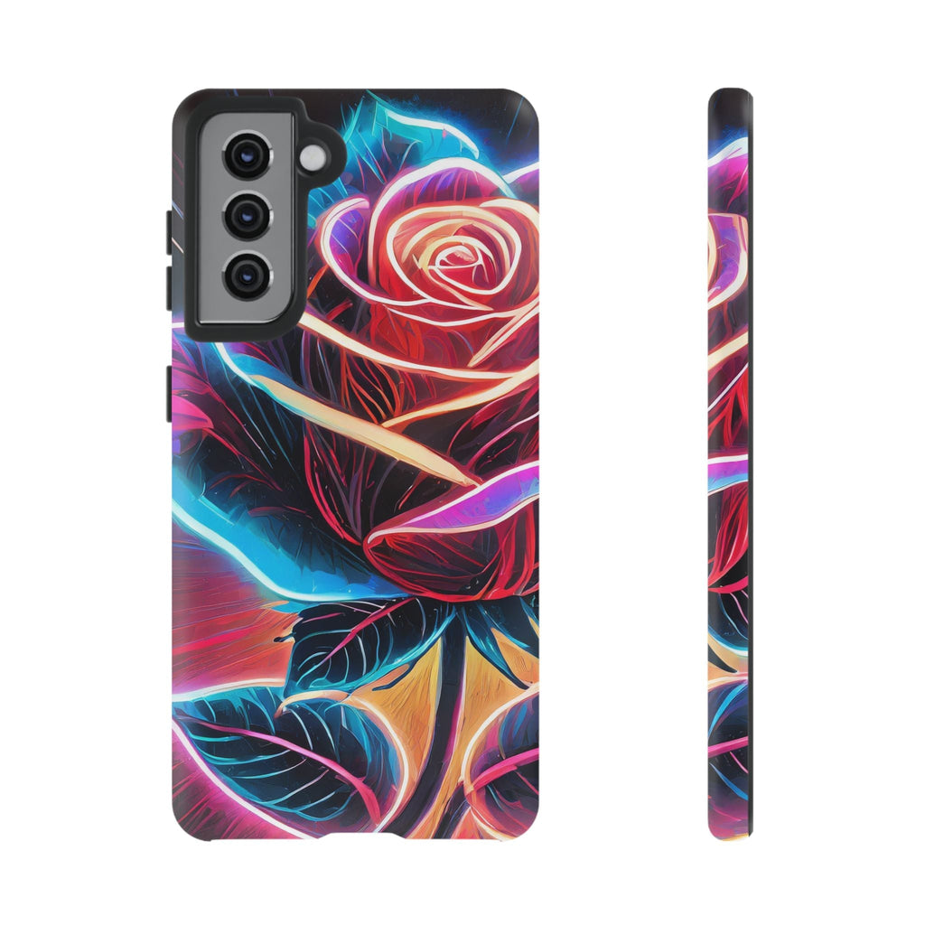 Artistic Neon Rose Tough Phone Case