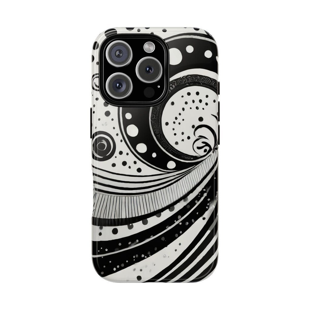 Artistic Black & White Swirl Tough Phone Case