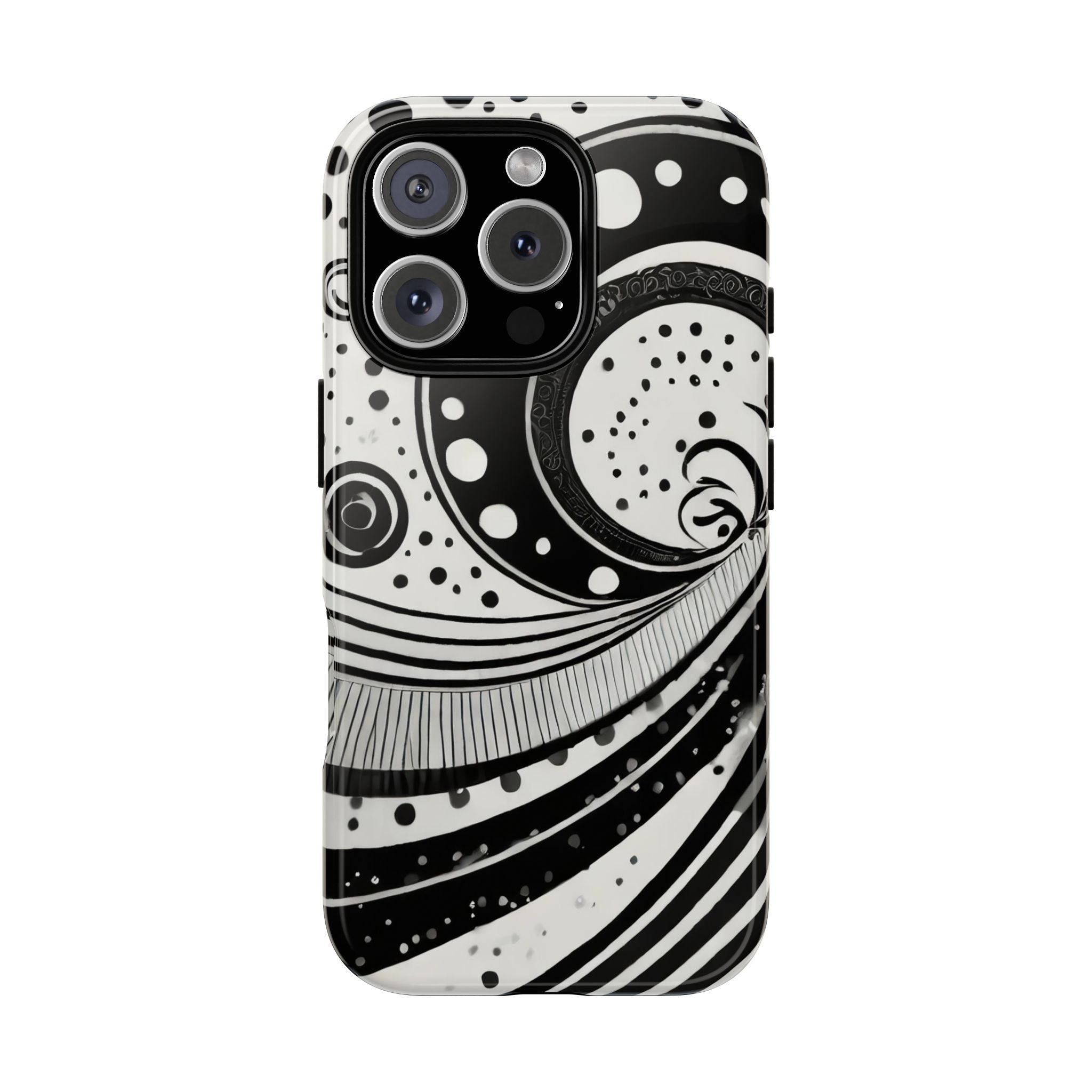 Artistic Black & White Swirl Tough Phone Case