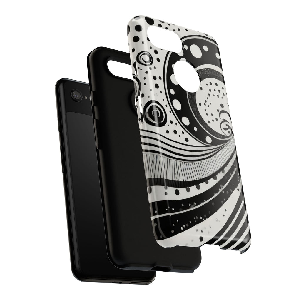 Artistic Black & White Swirl Tough Phone Case