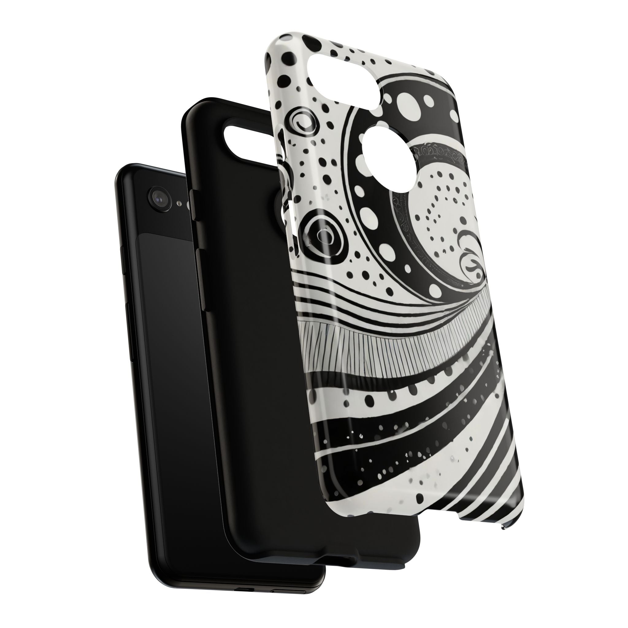 Artistic Black & White Swirl Tough Phone Case