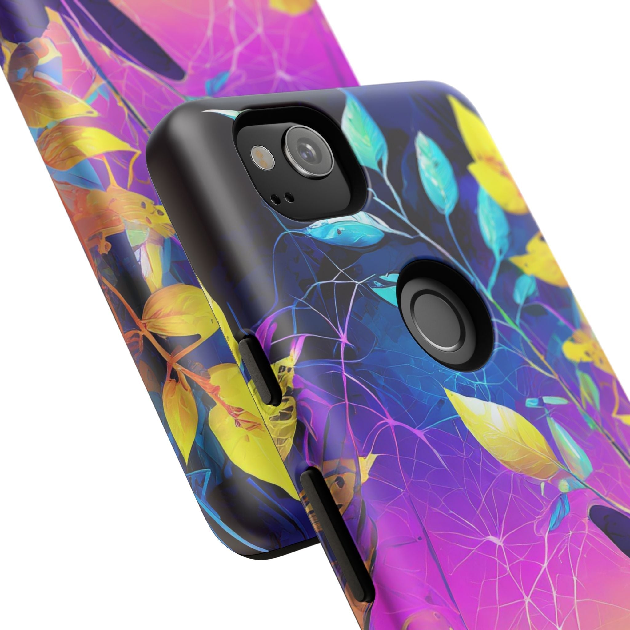 Artistic Vibrant Neon Floral Leaf Tough Phone Case