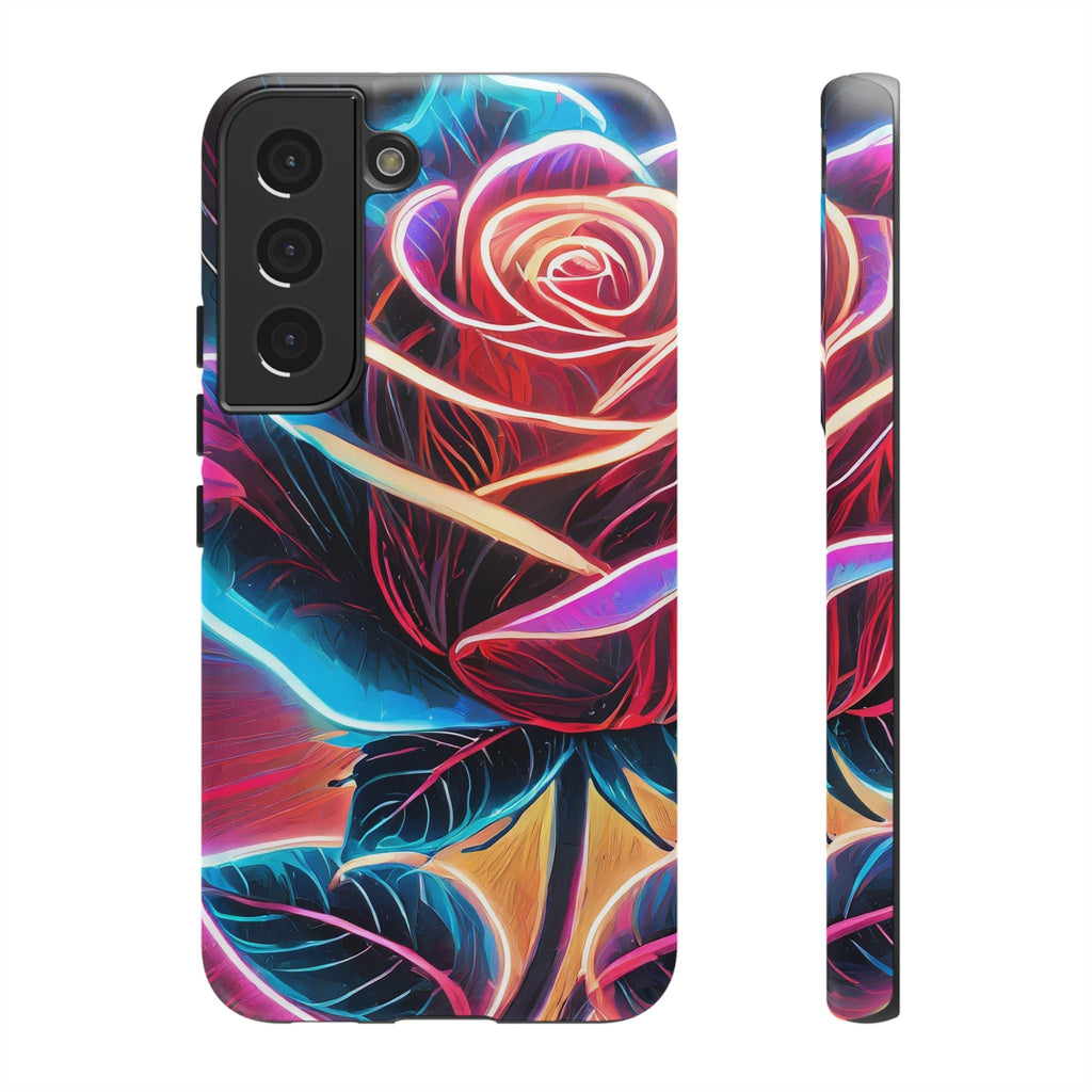 Artistic Neon Rose Tough Phone Case