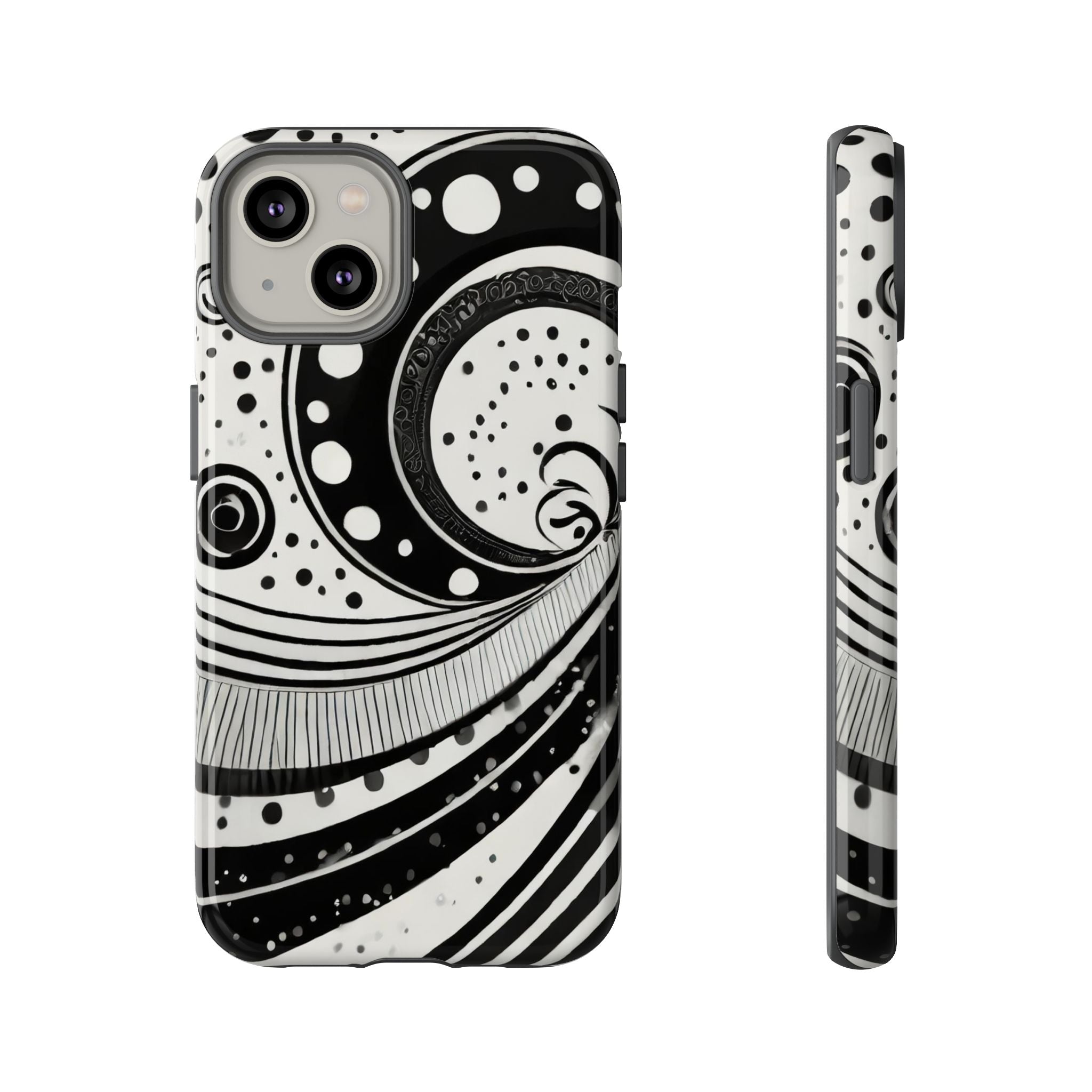 Artistic Black & White Swirl Tough Phone Case