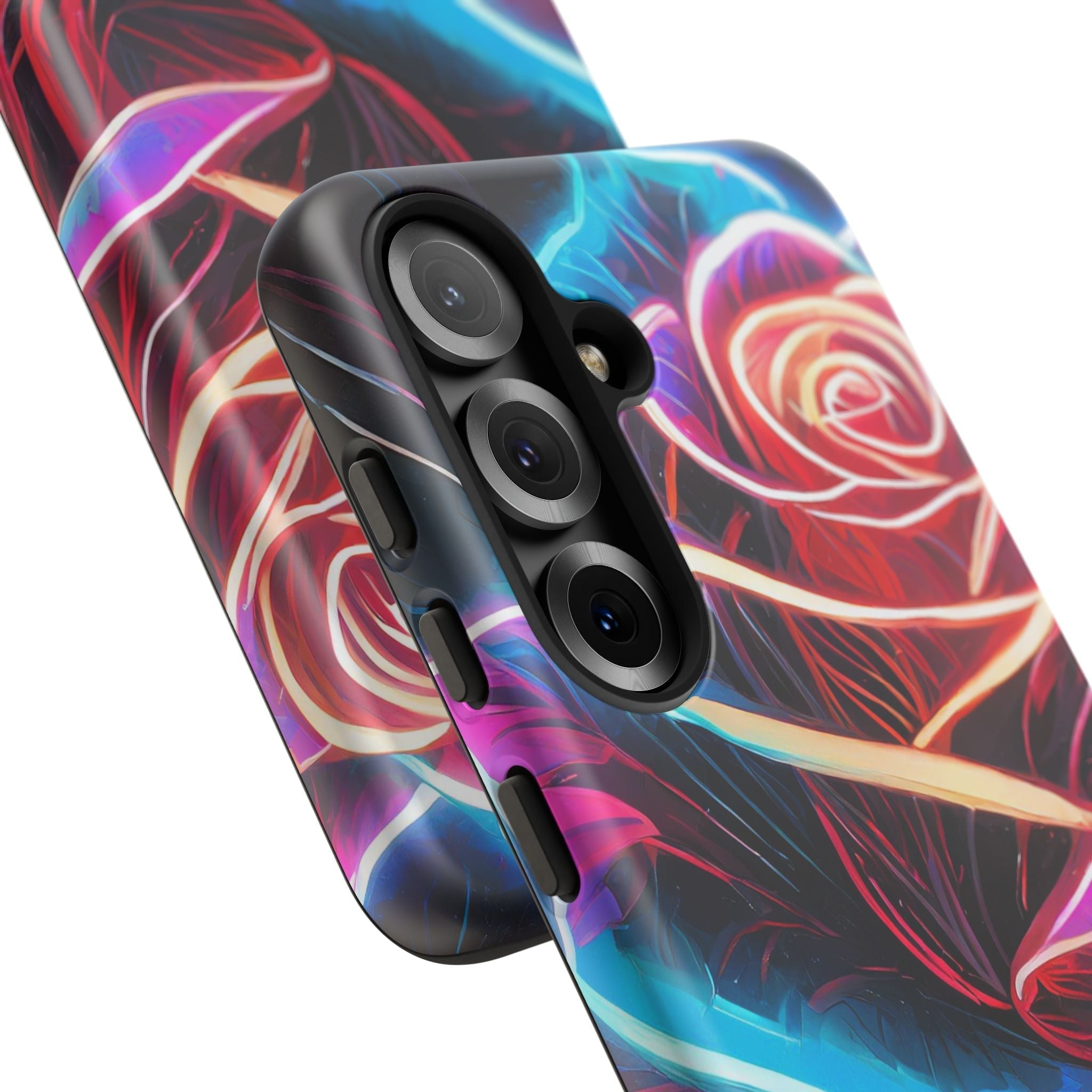 Artistic Neon Rose Tough Phone Case
