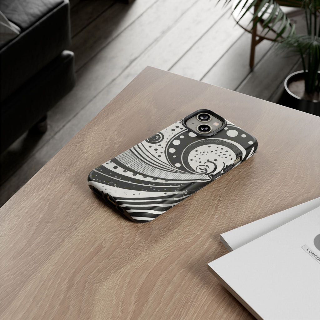 Artistic Black & White Swirl Tough Phone Case