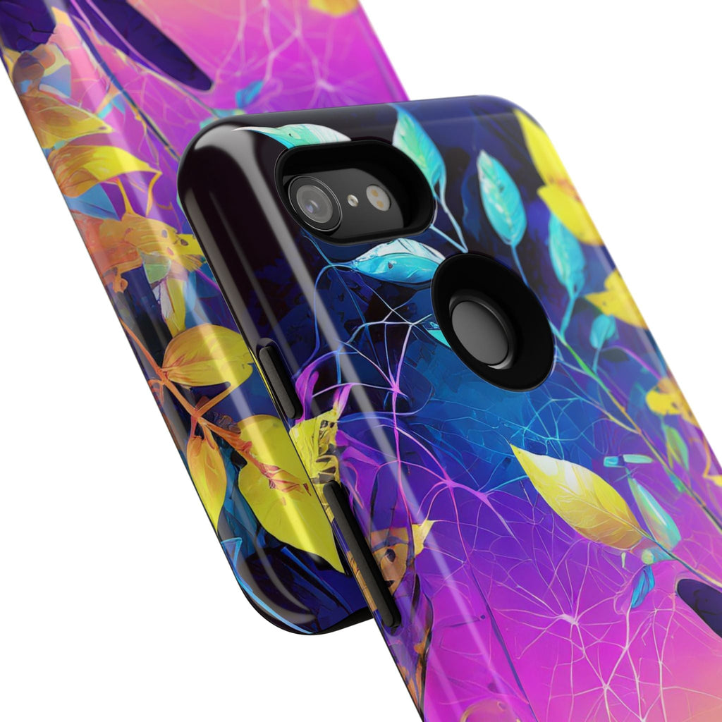 Artistic Vibrant Neon Floral Leaf Tough Phone Case