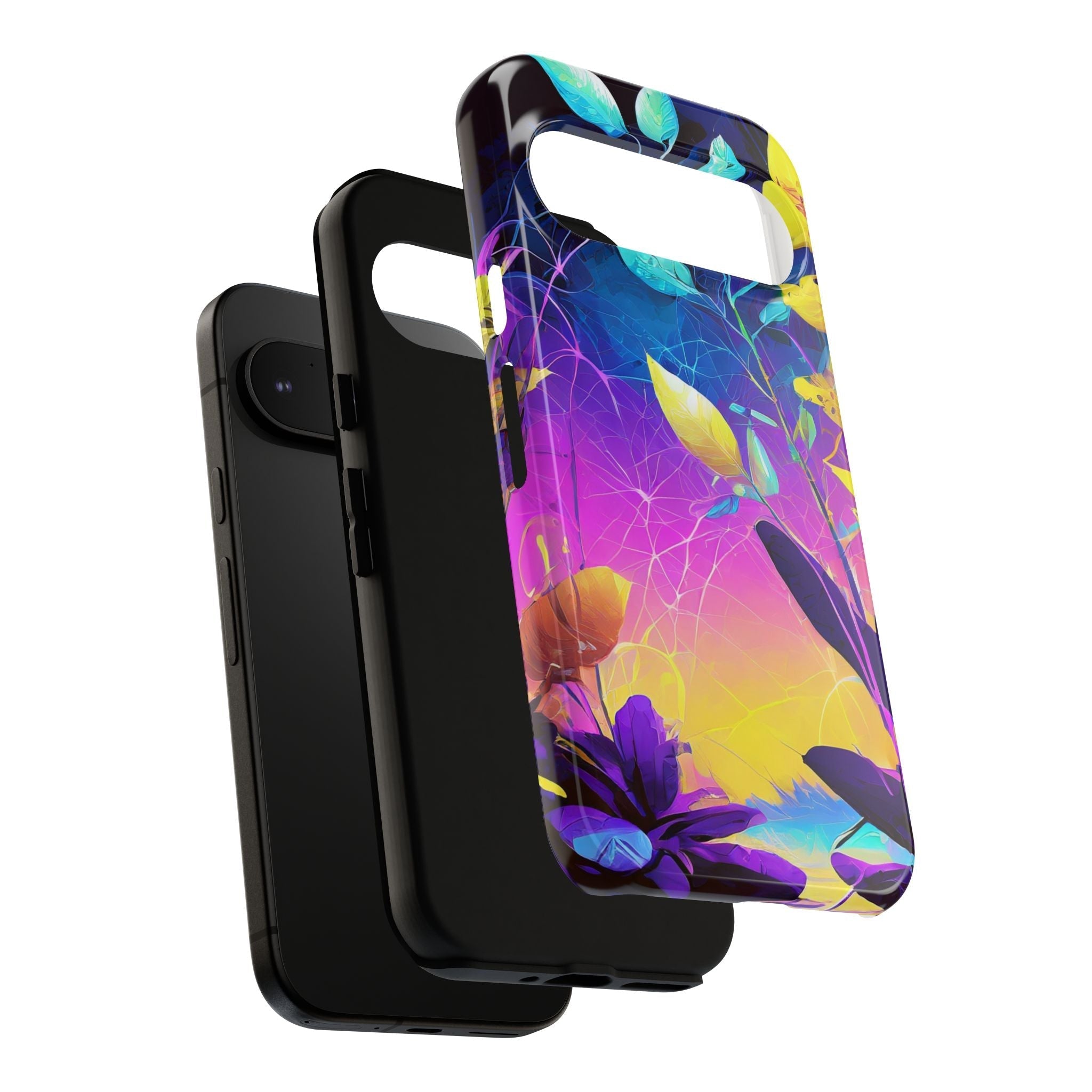 Artistic Vibrant Neon Floral Leaf Tough Phone Case