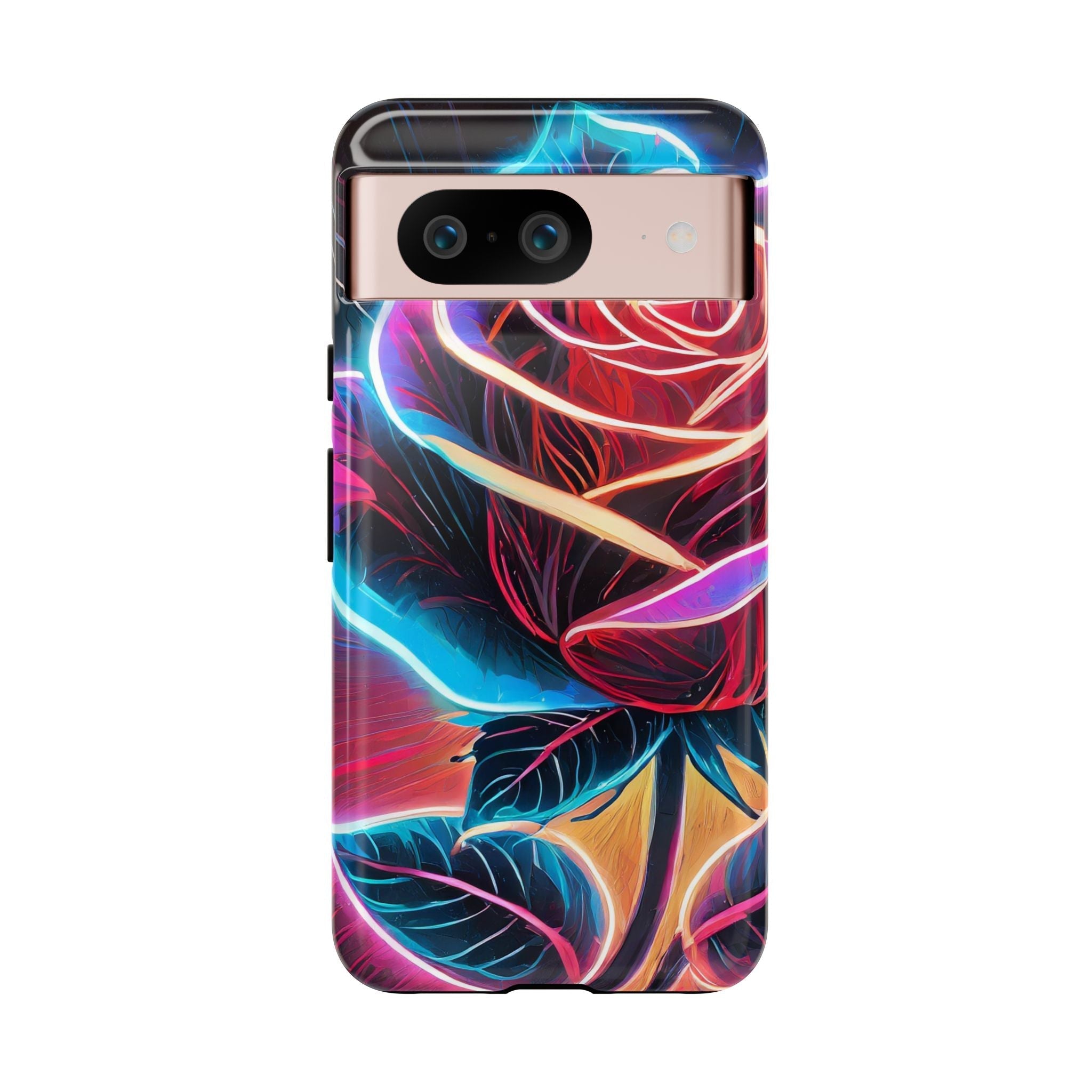 Artistic Neon Rose Tough Phone Case
