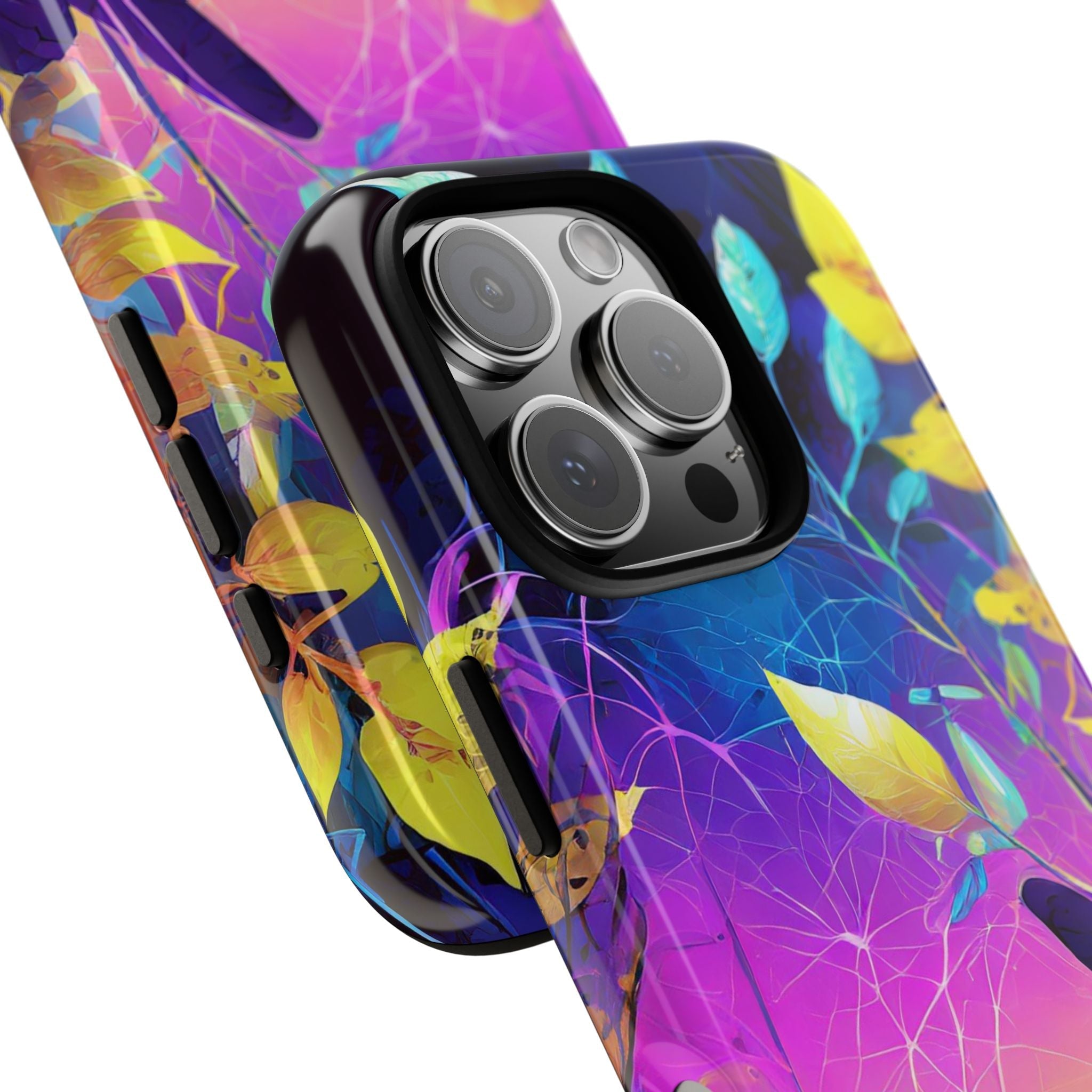 Artistic Vibrant Neon Floral Leaf Tough Phone Case