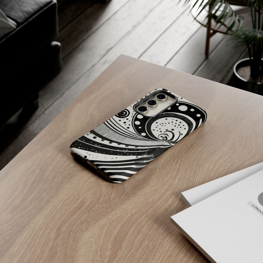 Artistic Black & White Swirl Tough Phone Case