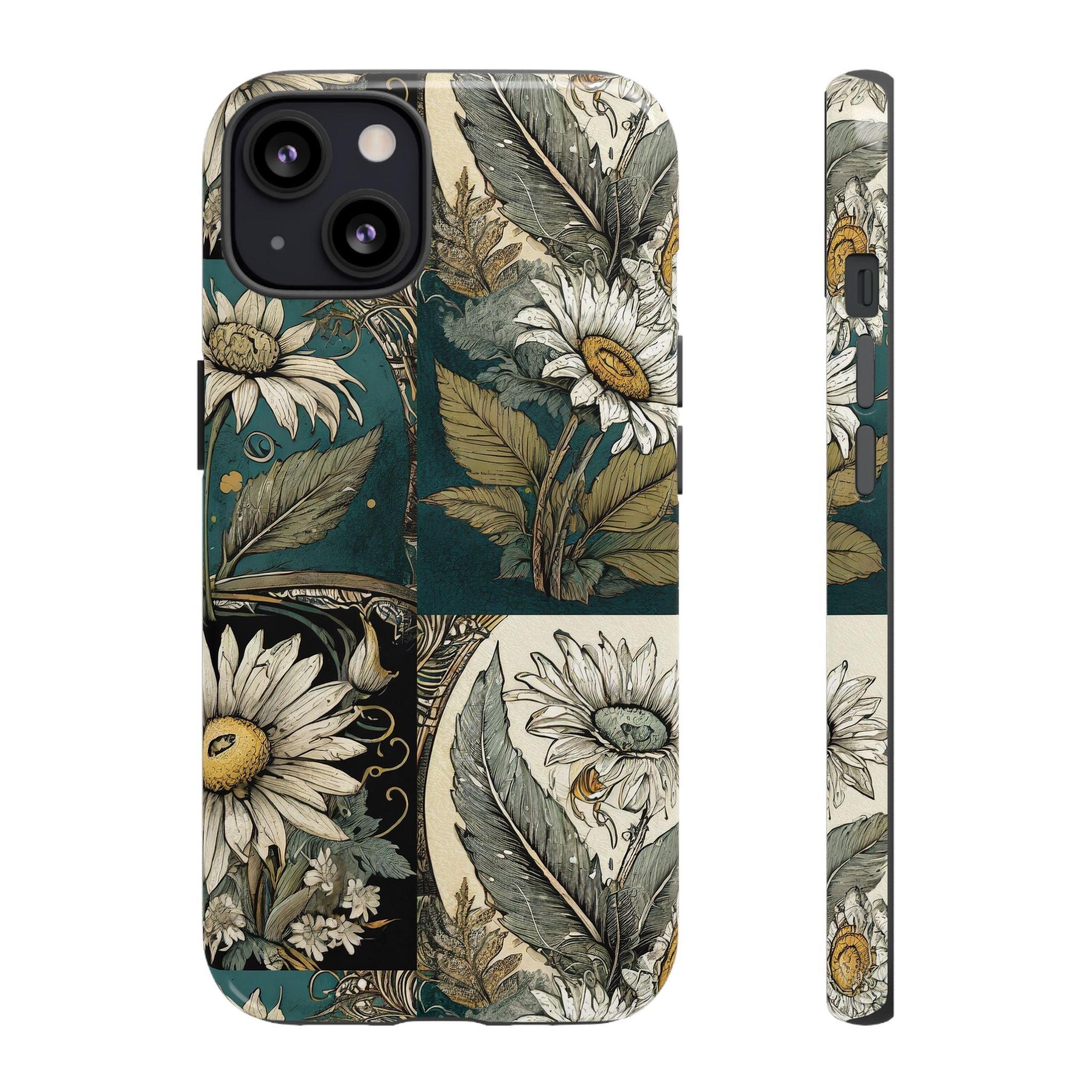 Abstract Teal Daisy Tough Phone Case