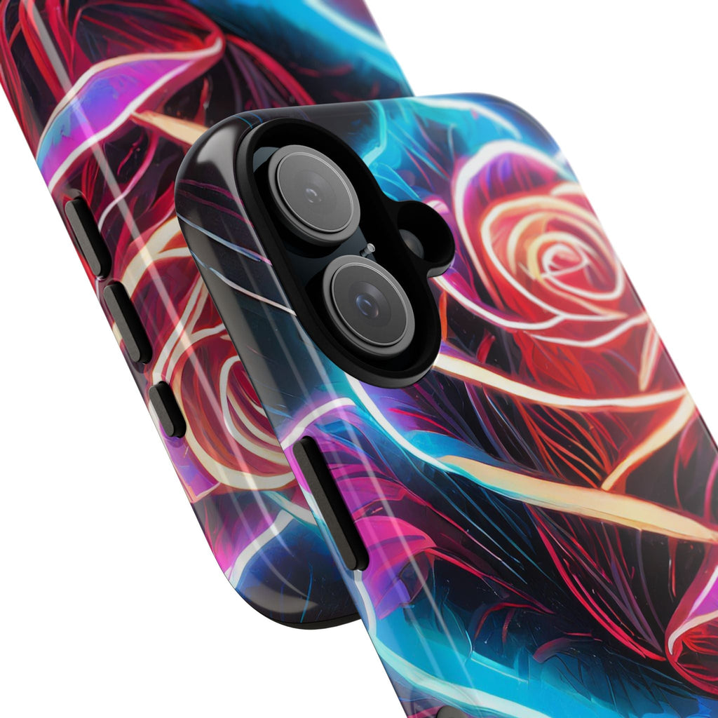 Artistic Neon Rose Tough Phone Case