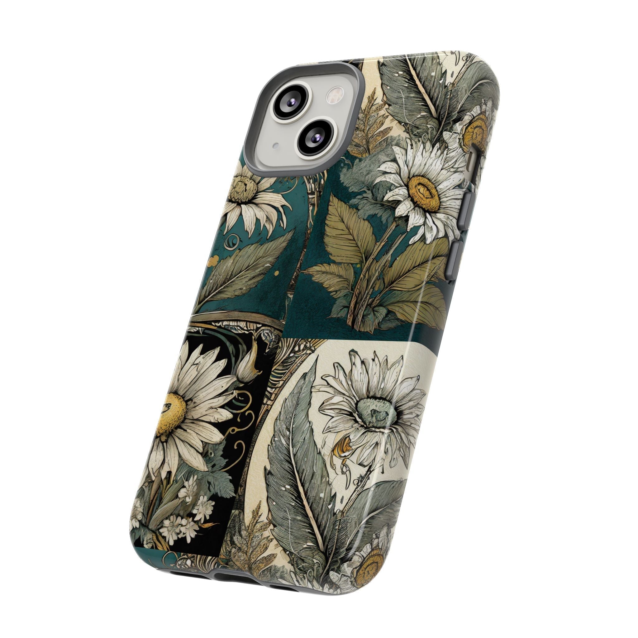 Abstract Teal Daisy Tough Phone Case