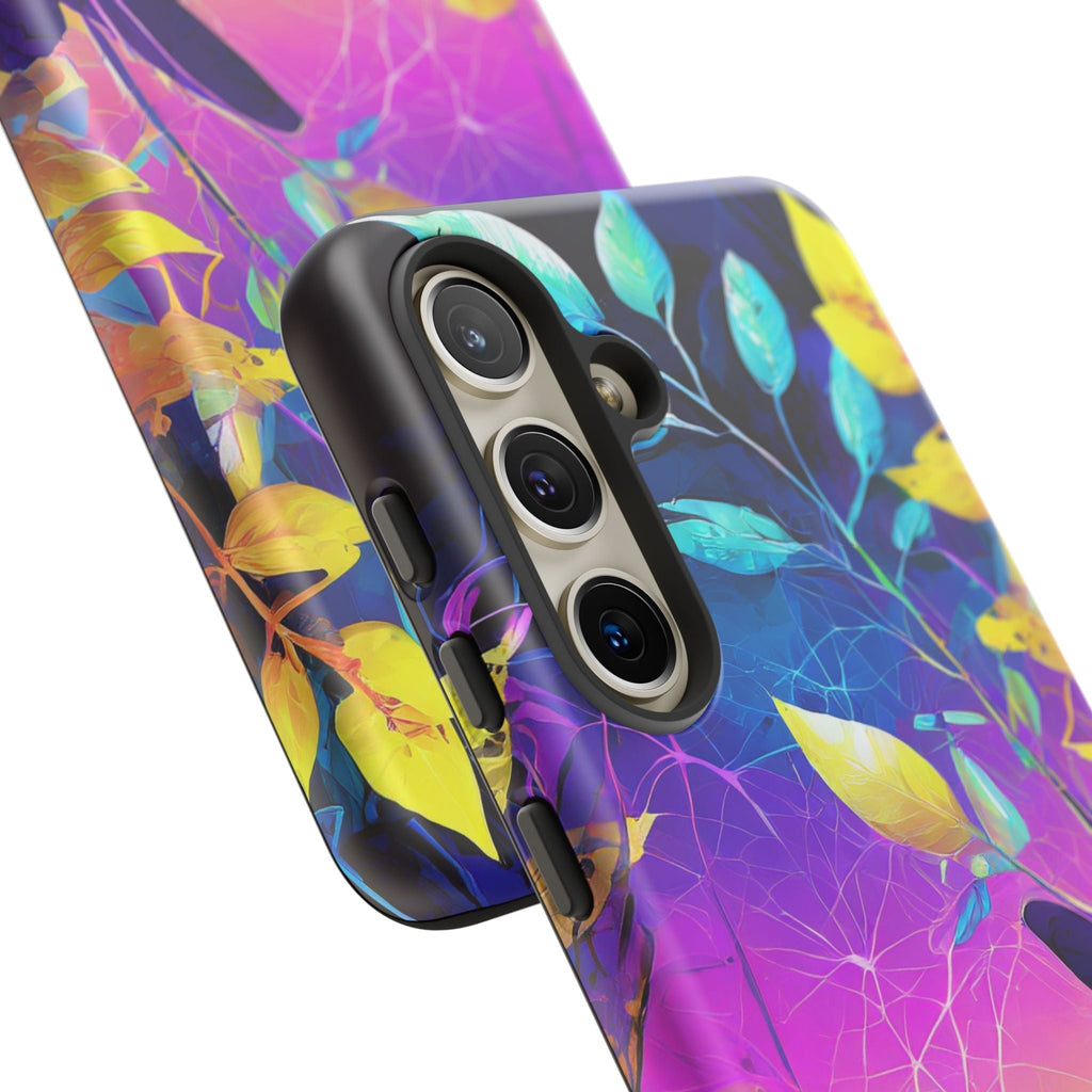 Artistic Vibrant Neon Floral Leaf Tough Phone Case