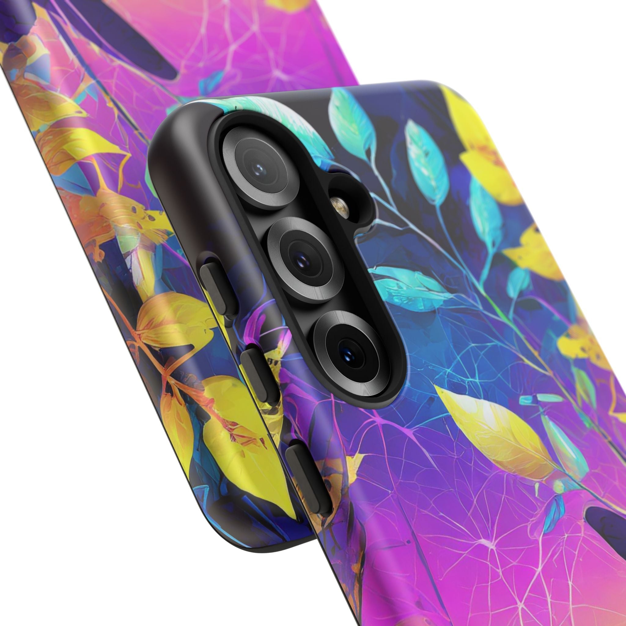 Artistic Vibrant Neon Floral Leaf Tough Phone Case