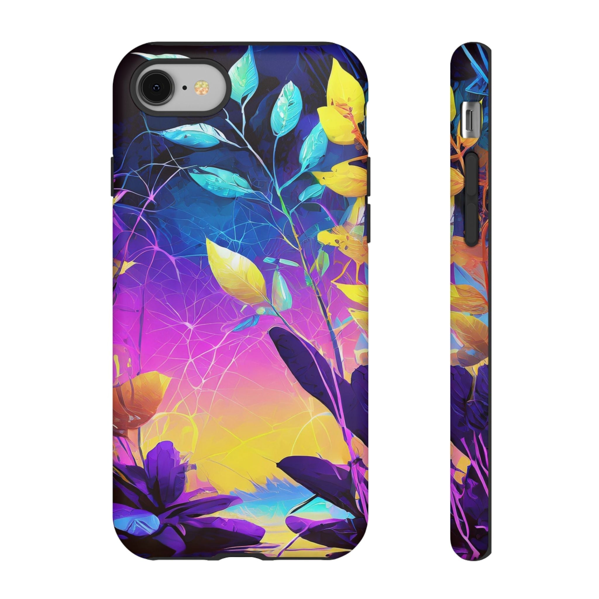 Artistic Vibrant Neon Floral Leaf Tough Phone Case