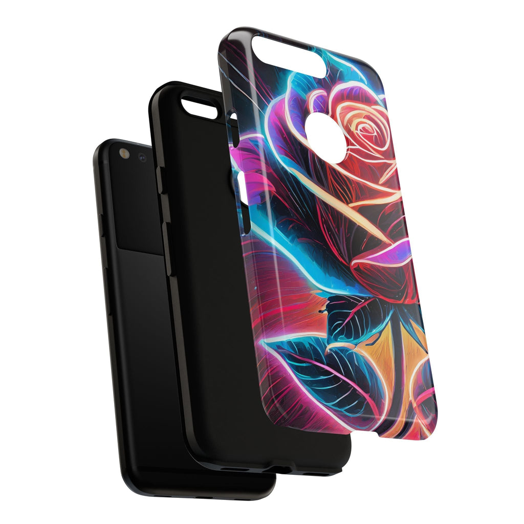 Artistic Neon Rose Tough Phone Case