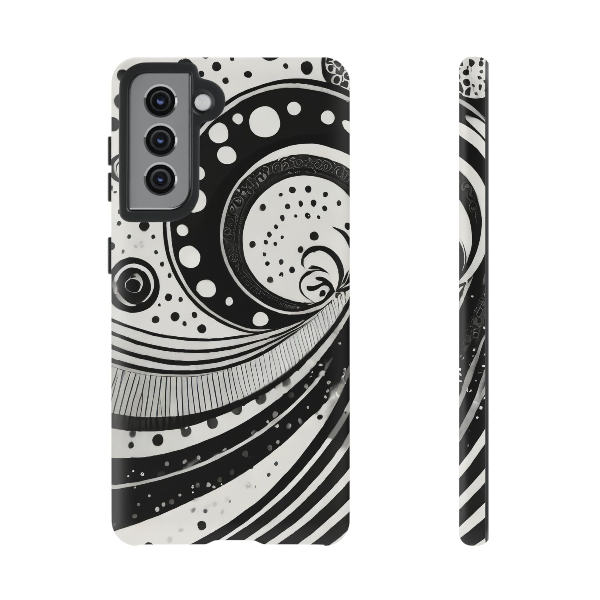 Artistic Black & White Swirl Tough Phone Case