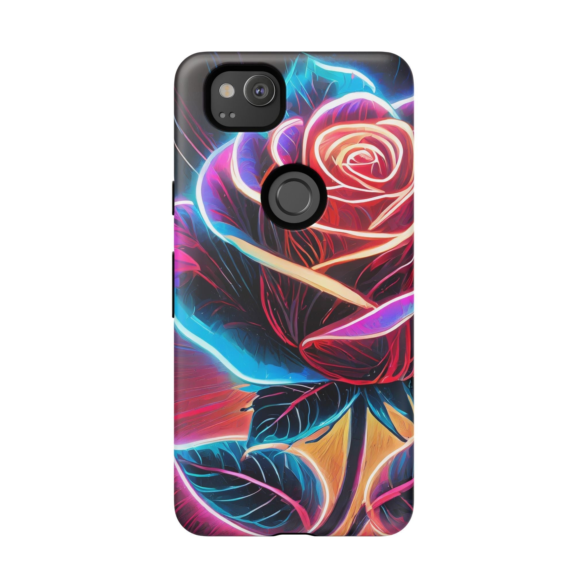 Artistic Neon Rose Tough Phone Case