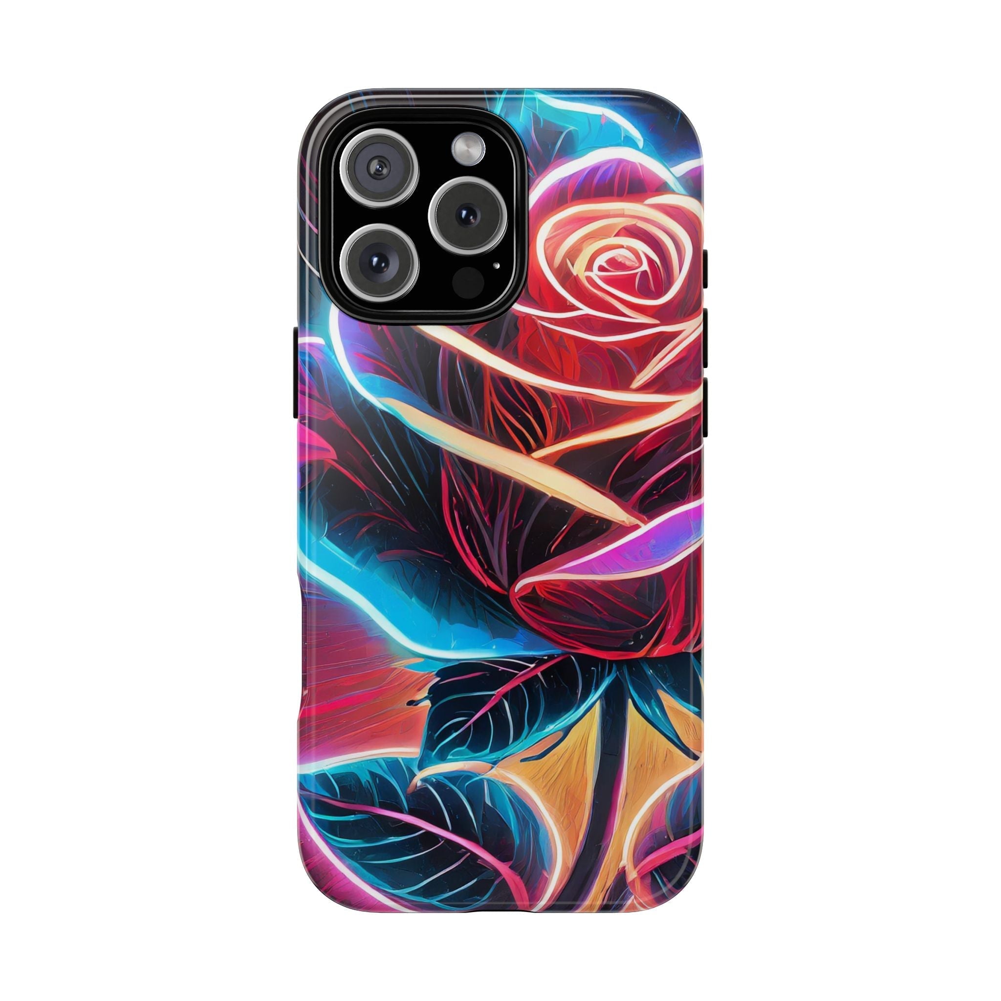 Artistic Neon Rose Tough Phone Case