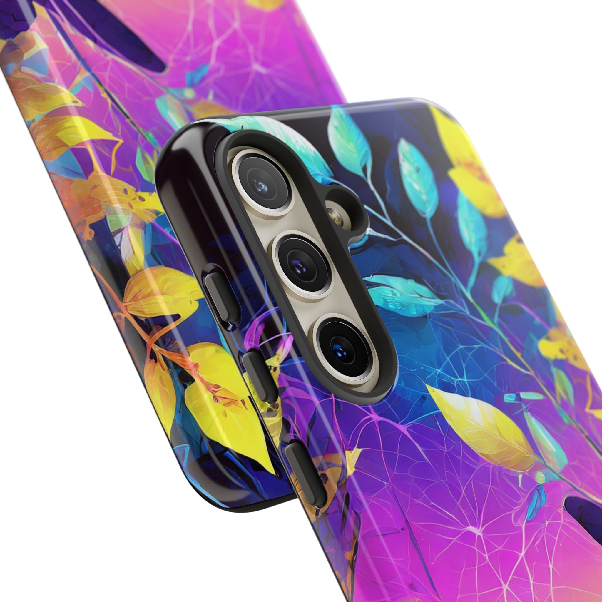 Artistic Vibrant Neon Floral Leaf Tough Phone Case