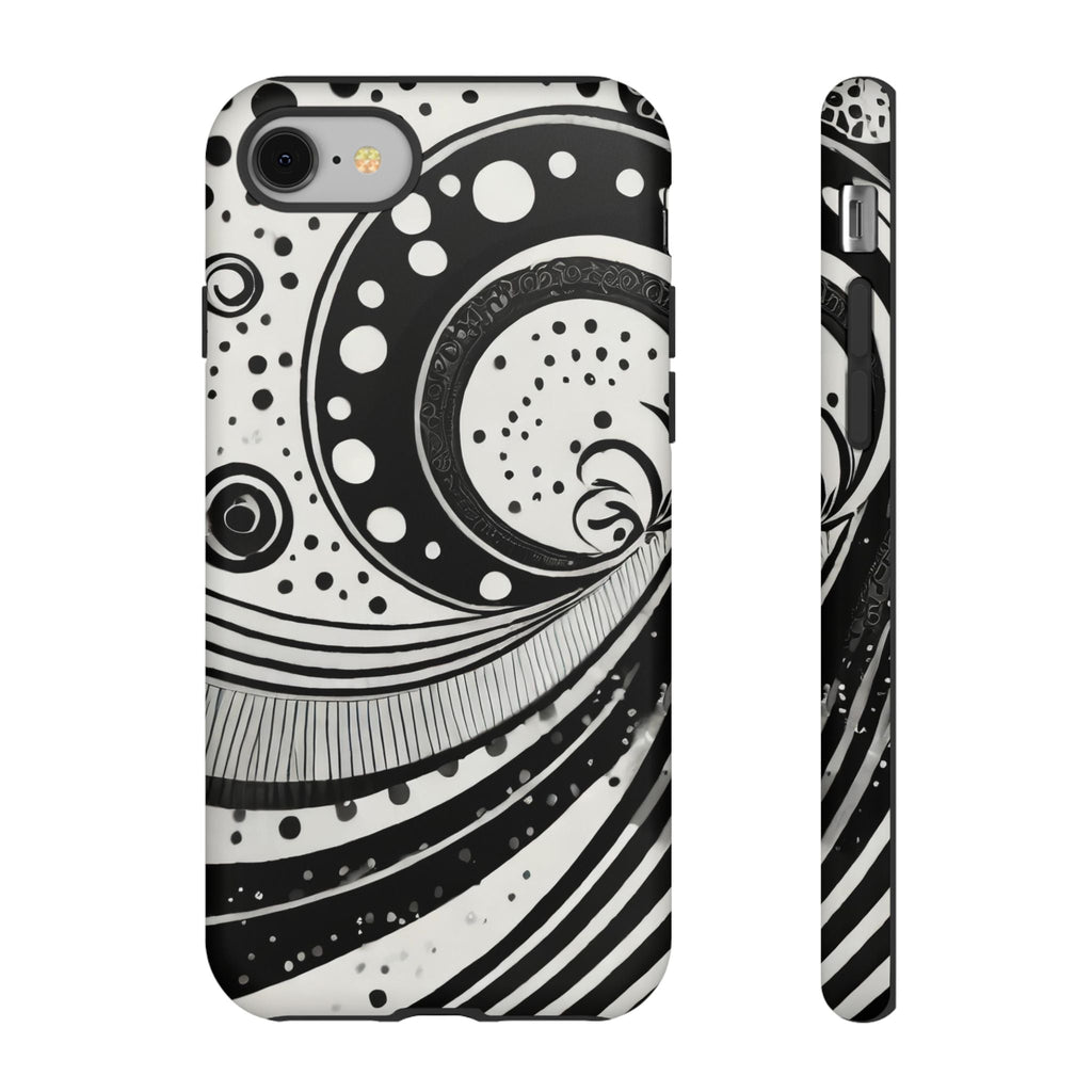 Artistic Black & White Swirl Tough Phone Case
