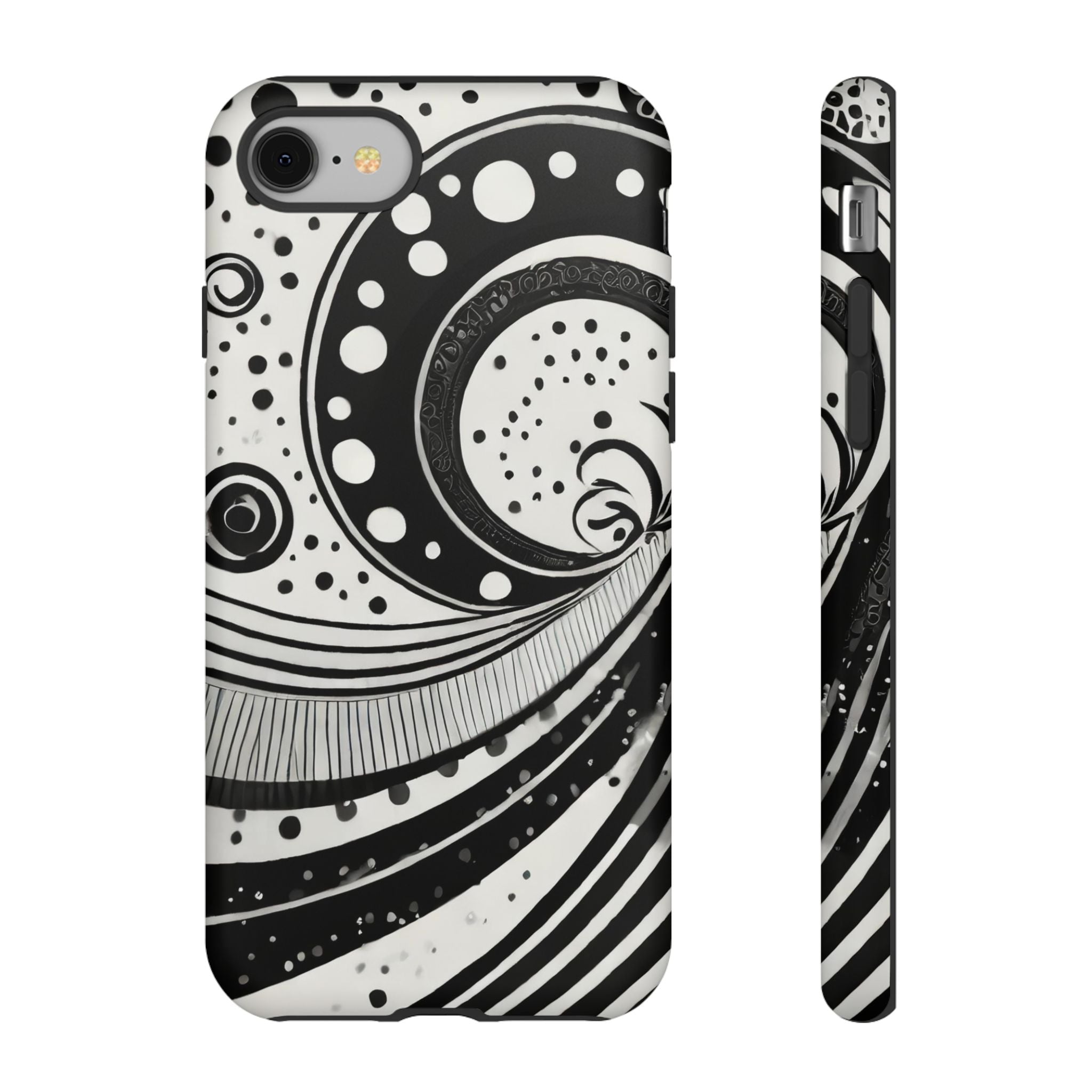 Artistic Black & White Swirl Tough Phone Case